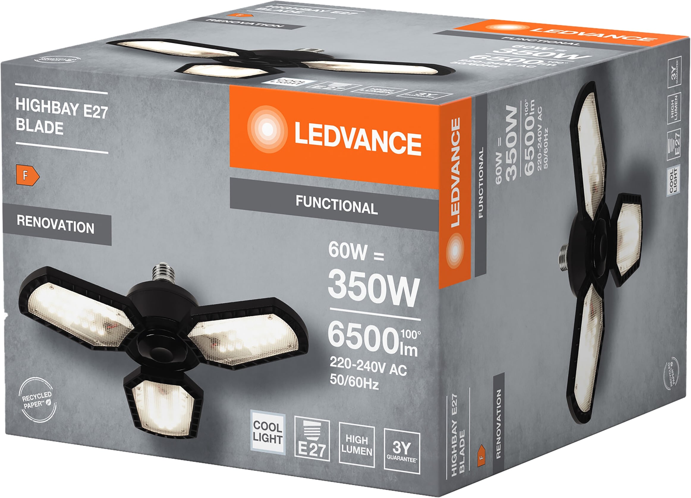 LEDVANCE LED-Deckenlampe Highbay Blade, E27, 60 W, 6500 lm, 4000 K LEDVANCE LED-Deckenlampe Highbay Blade, E27, 60 W, 6500 lm, 4000 K