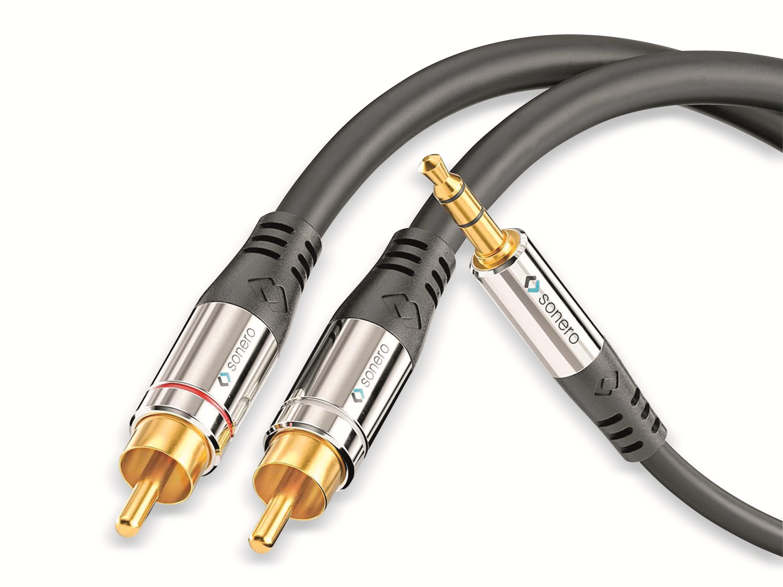 SONERO Audio-Adapterkabel, Klinke/Cinch, 3,5 mm, Stereo, 0,5 m, schwarz