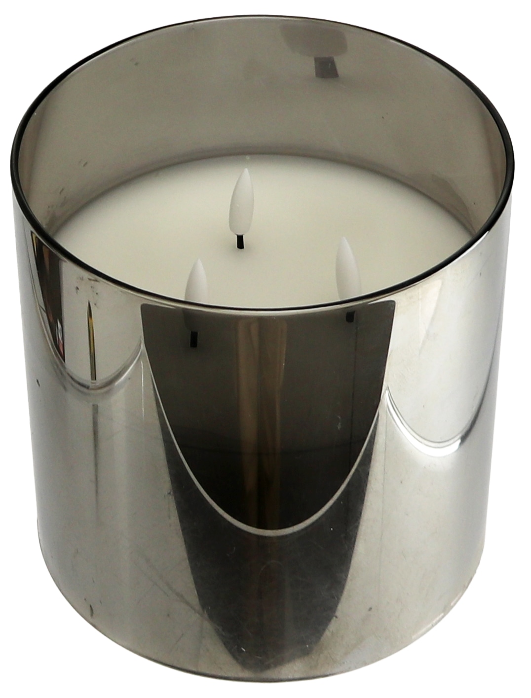 LED-Echtwachskerze, Glas, mit Timer, 15x15 cm, Smoke Grau