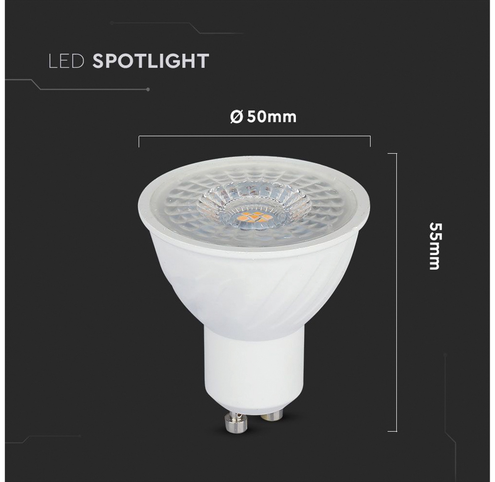 V-TAC LED-Lampe VT-247 (193), GU10, EEK: F, 6,5 W, 480 lm, 4000 K, 5 Stück
