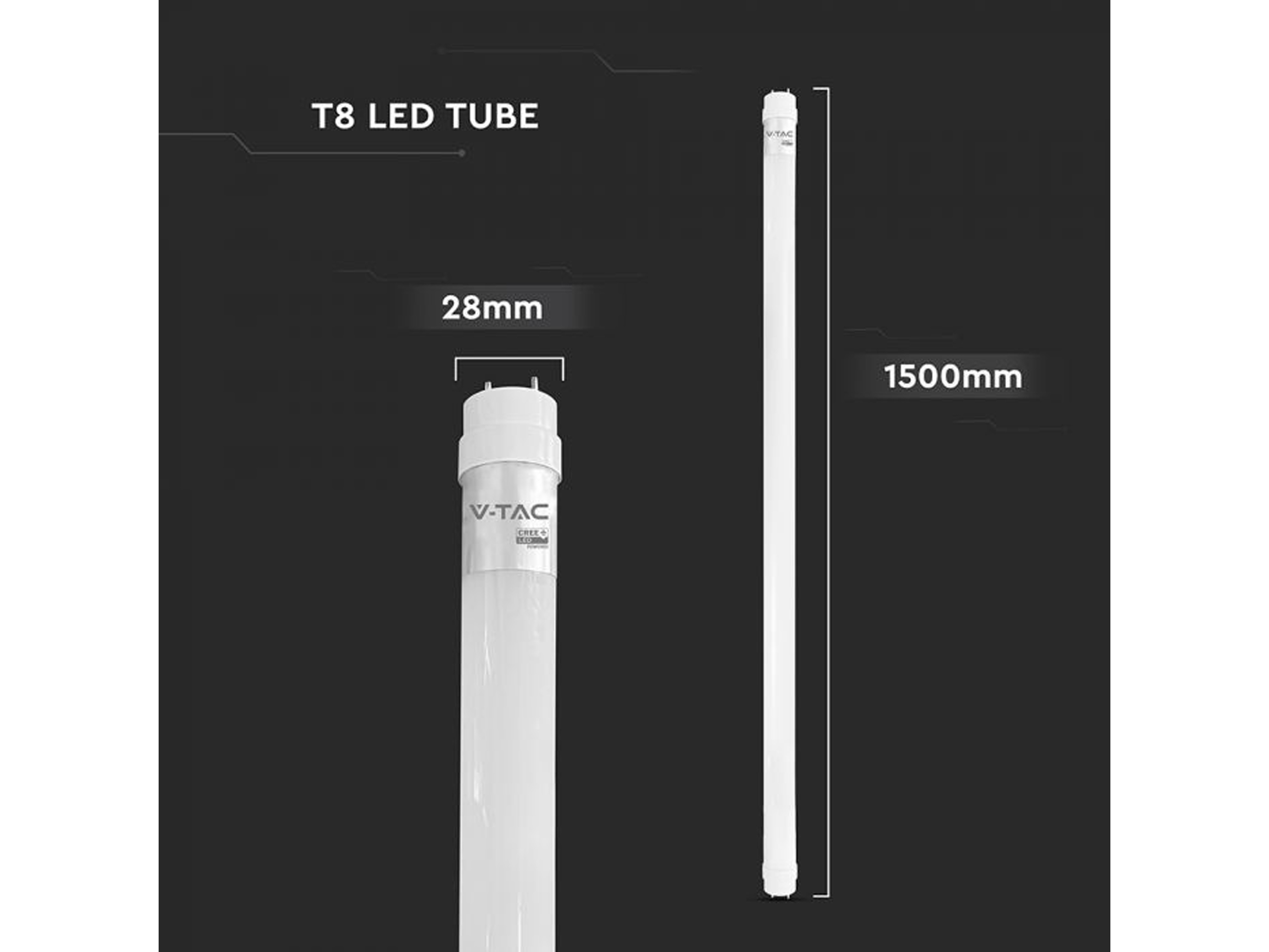 V-TAC LED-Röhre VT-151, 20W, 6500K, EEK: F, 2100lm, kaltweiß, IP20, 150 cm V-TAC LED-Röhre VT-151, 20W, 6500K, EEK: F, 2100lm, kaltweiß, IP20, 150 cm