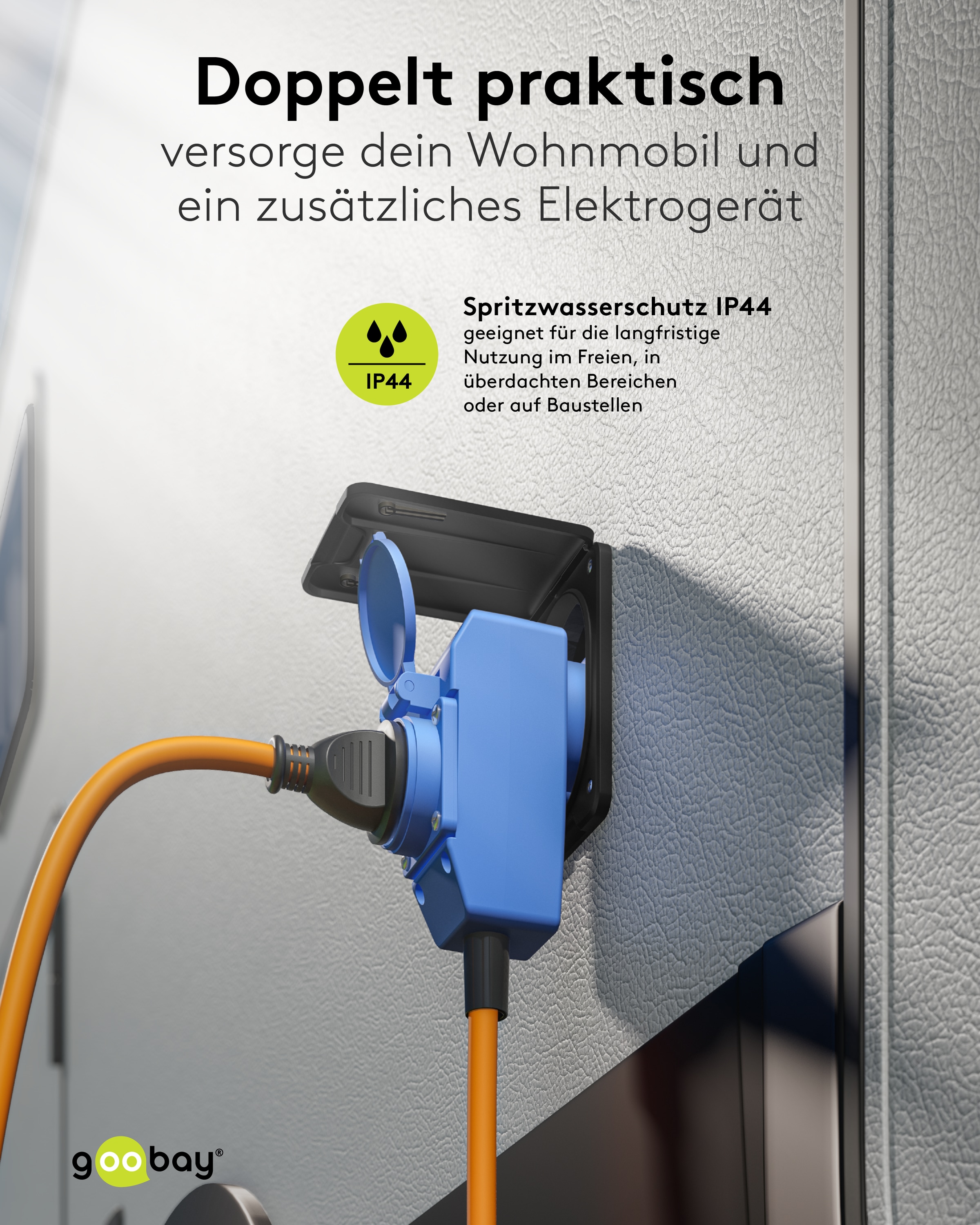 GOOBAY CEE-Adapterkabel 76233, 5 m, Stecker zu Kupplung + Schutzkontakt Kupplung GOOBAY CEE-Adapterkabel 76233, 5 m, Stecker zu Kupplung + Schutzkontakt Kupplung