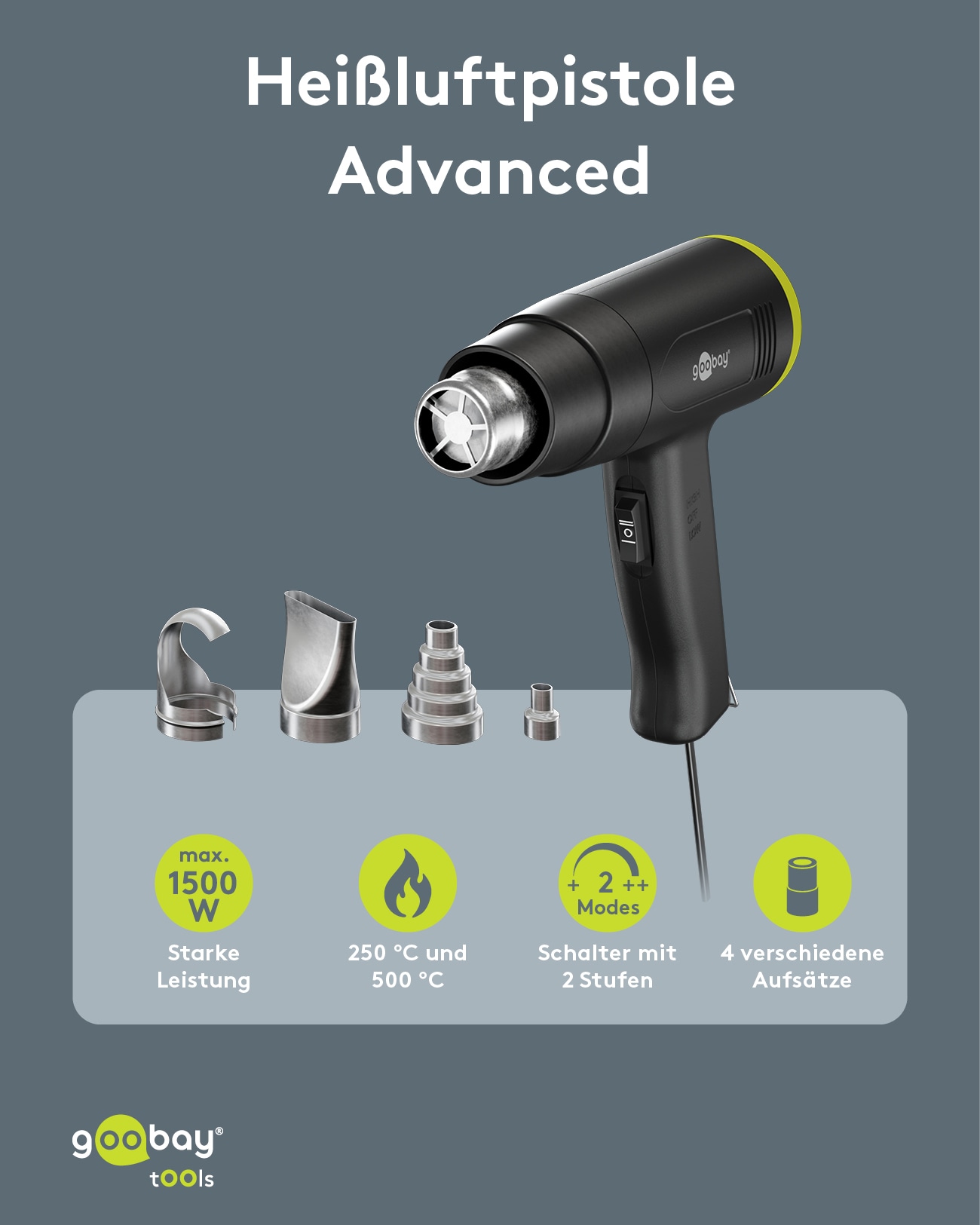 GOOBAY TOOLS Heißluftpistole Advanced, 77821, 1500 W GOOBAY TOOLS Heißluftpistole Advanced, 77821, 1500 W