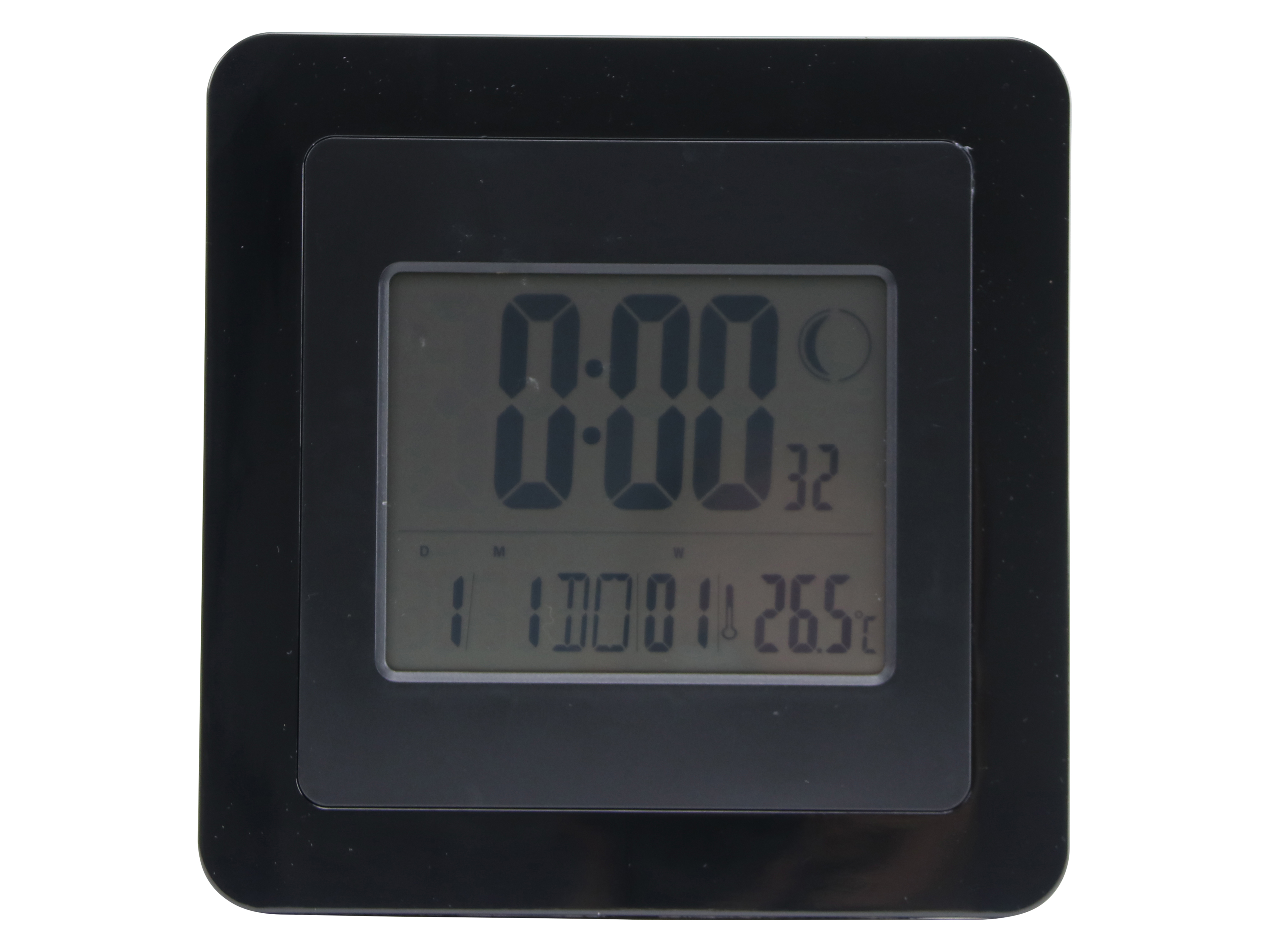 Digitale Funkuhr, Datumsanzeige, Wecker, Temperaturanzeige, groß, Schwarz Digitale Funkuhr, Datumsanzeige, Wecker, Temperaturanzeige, groß, Schwarz