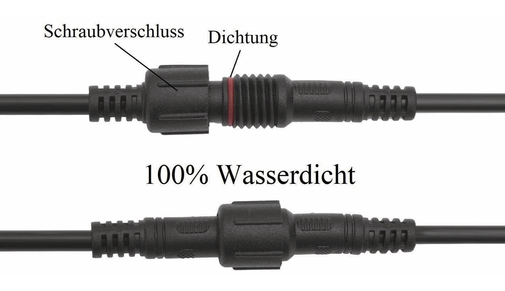 Wasserdichtes Steckverbindungsset, Stecker/Kupplung, 2 m, 4-polig