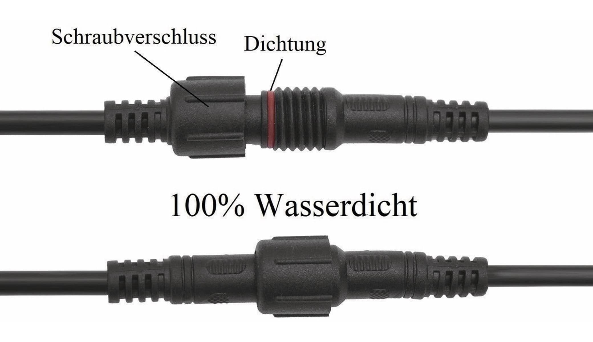 Wasserdichtes Steckverbindungsset, Stecker/Kupplung, 2 m, 4-polig Wasserdichtes Steckverbindungsset, Stecker/Kupplung, 2 m, 4-polig