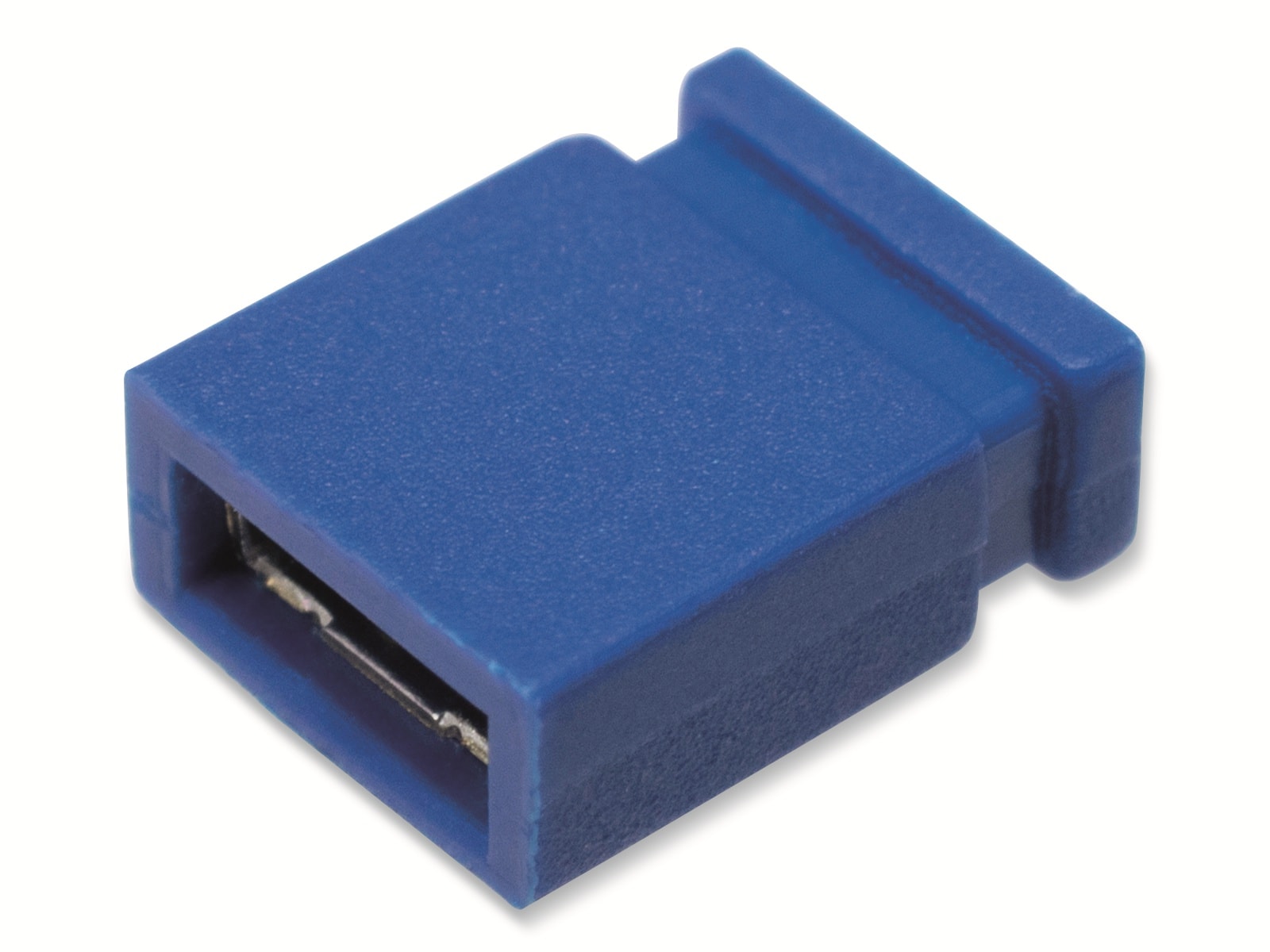 Kurzschlussbrücke / Jumper, blau, 2,54 mm, oben geschlossen, 2 Pol Kurzschlussbrücke / Jumper, blau, 2,54 mm, oben geschlossen, 2 Pol