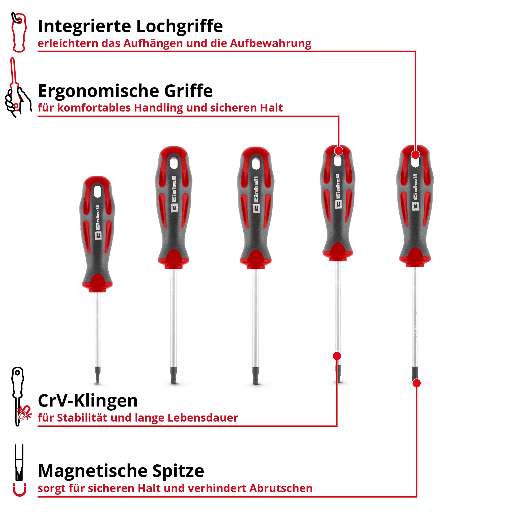 EINHELL Schraubendreher-Set T-Profil, 370537, 5-teilig