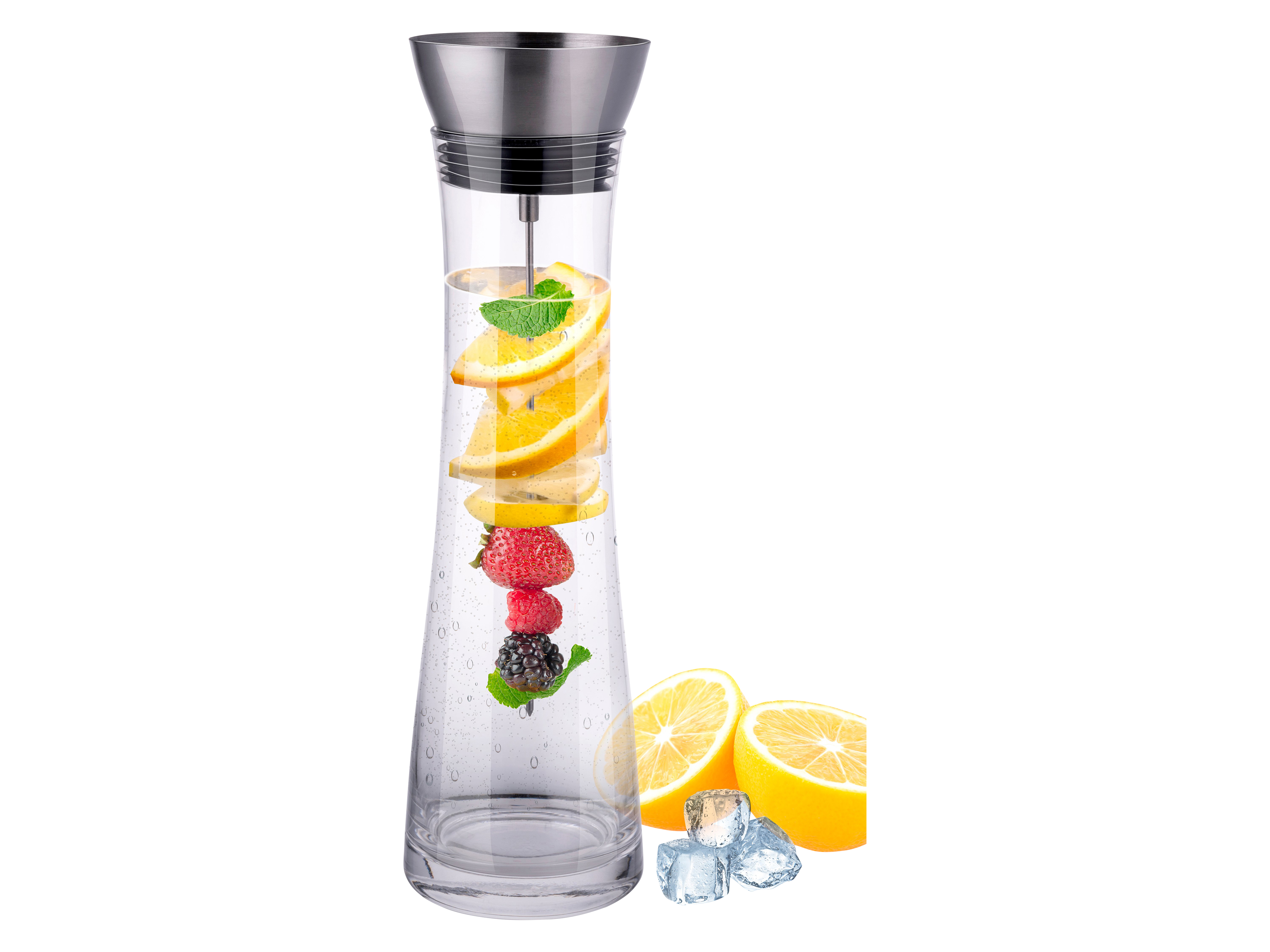 ALPINA Karaffe aus Glas, mit Spieß, 1.1L, Glas & Edelstahl, elegantes Design