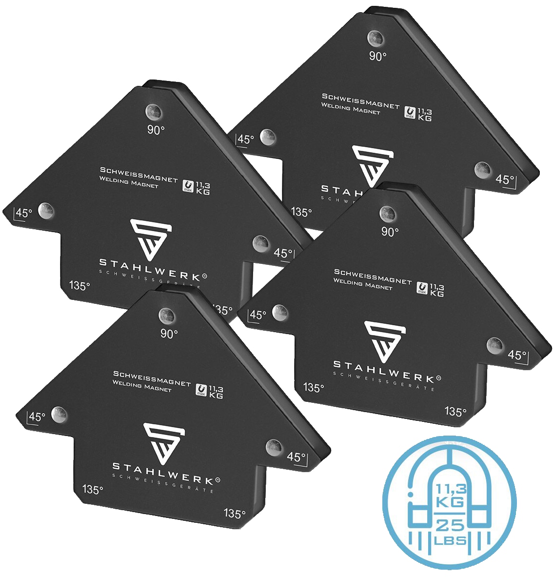 STAHLWERK Magnet-Schweißwinkel, 4571, 11,3 kg/ 25 lbs, 4er Set STAHLWERK Magnet-Schweißwinkel, 4571, 11,3 kg/ 25 lbs, 4er Set