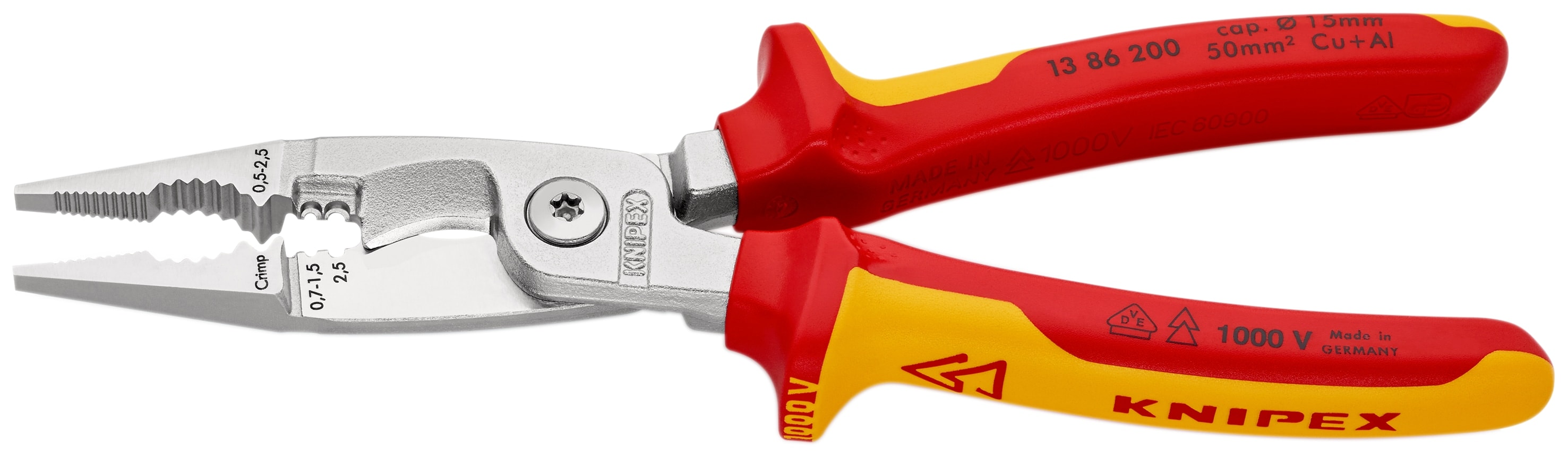 KNIPEX Elektro-Installationszange 13 86 200, 200 mm