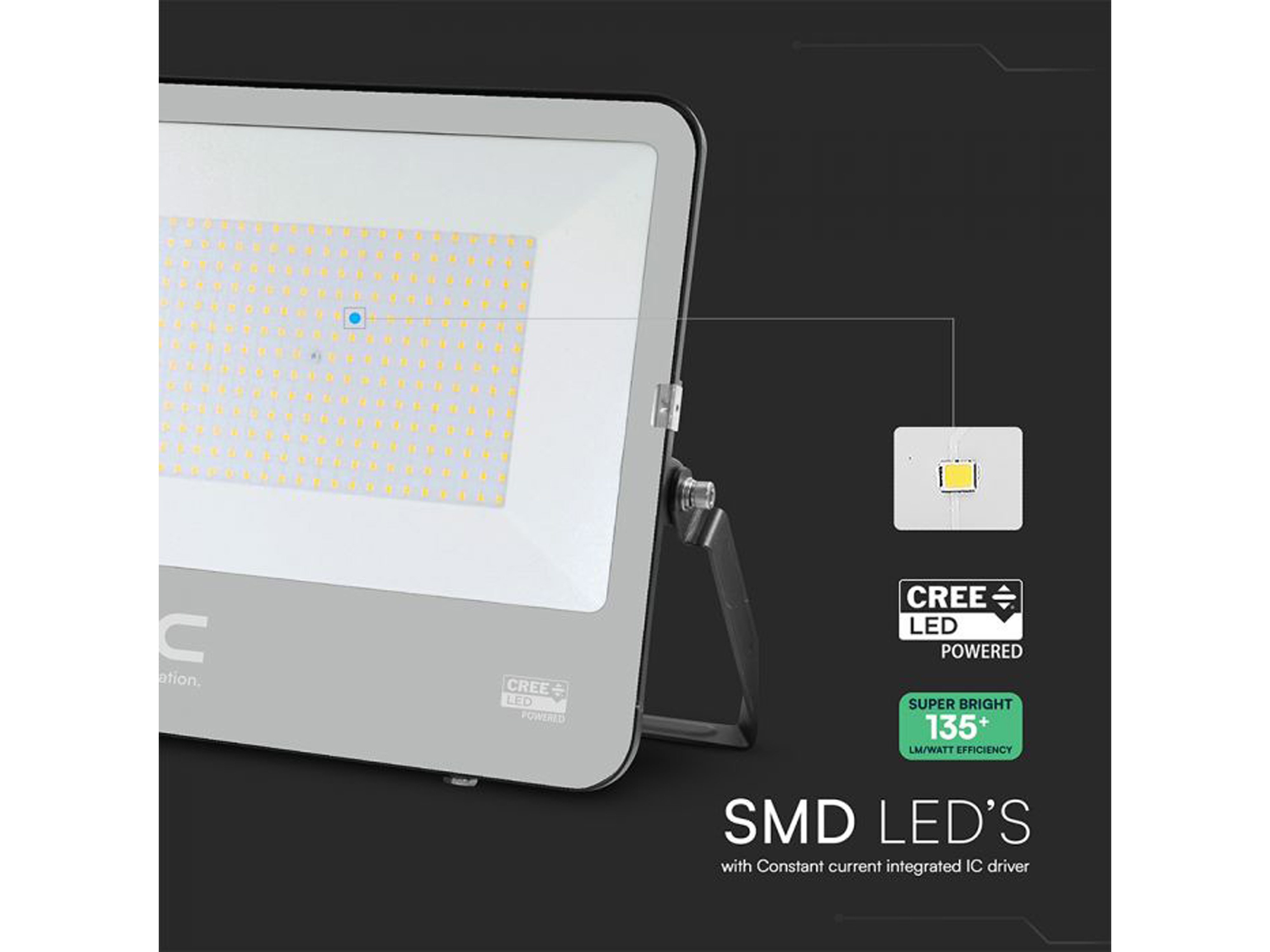 V-TAC LED-Fluter VT-44201, 200W, 4000K, EEK: D, 27000lm, neutralweiß, IP65, schwarz