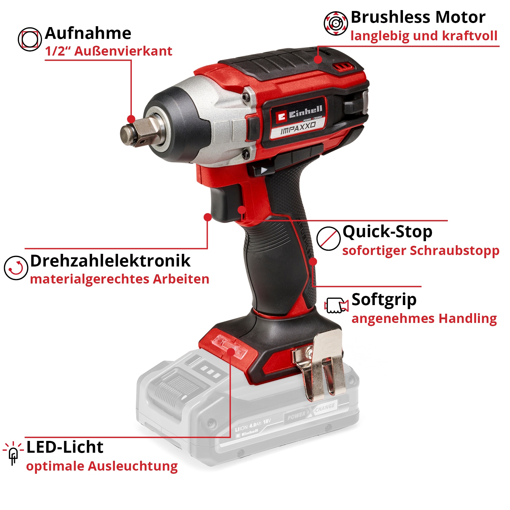 EINHELL Akku-Schlagschrauber IMPAXXO 18/230 Kit (1x 4,0 Ah)
