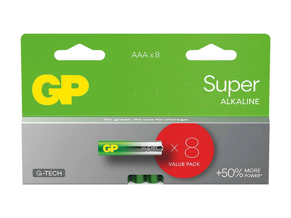 GP AAA-Batterie Alkaline Super, 1,5V, 8 Stück