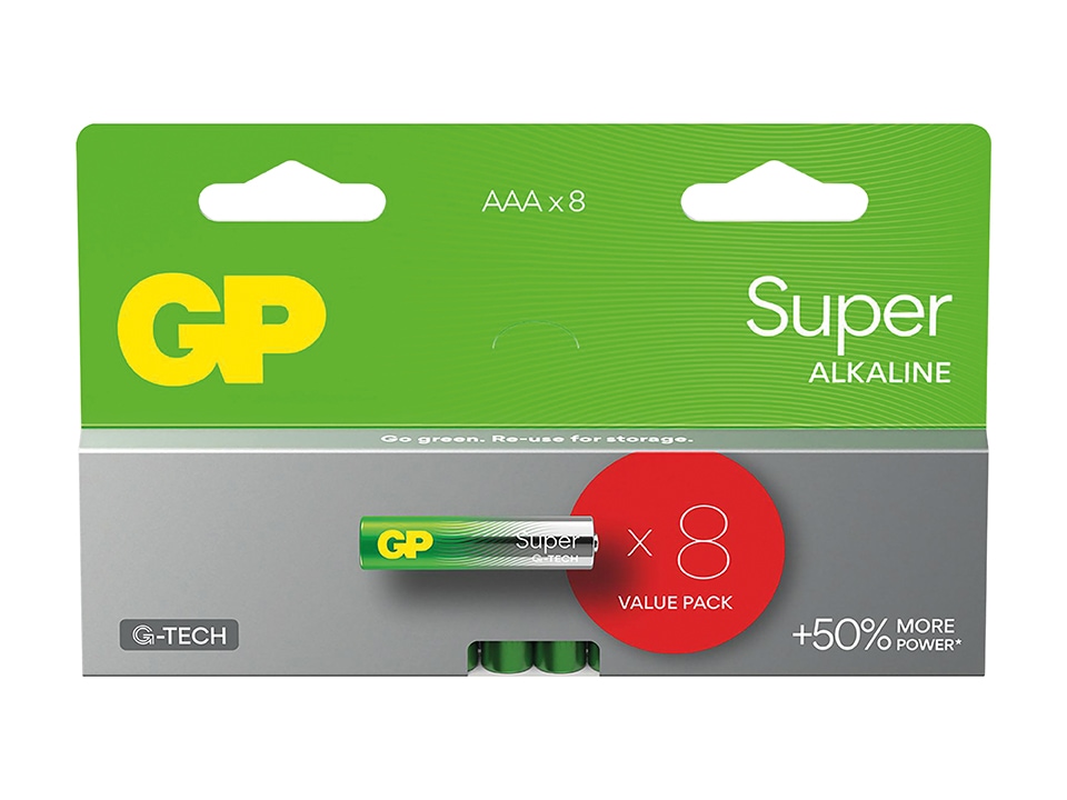 GP Super Alkaline, AAA Micro Batterie, 1,5 V, 8 Stück GP AAA-Batterie Alkaline Super, 1,5V, 8 Stück