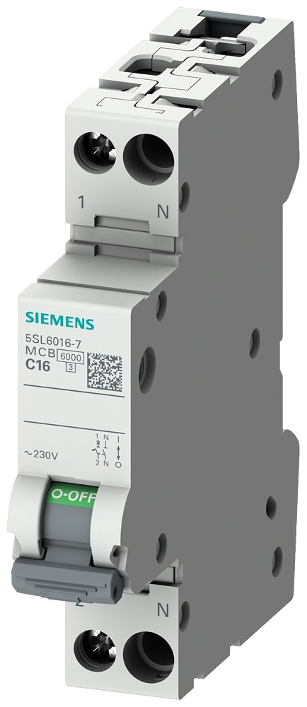 SIEMENS Leitungsschutzschalter 5SL6016-6, 230 V, 1+N-polig/1TE, B, 16 A