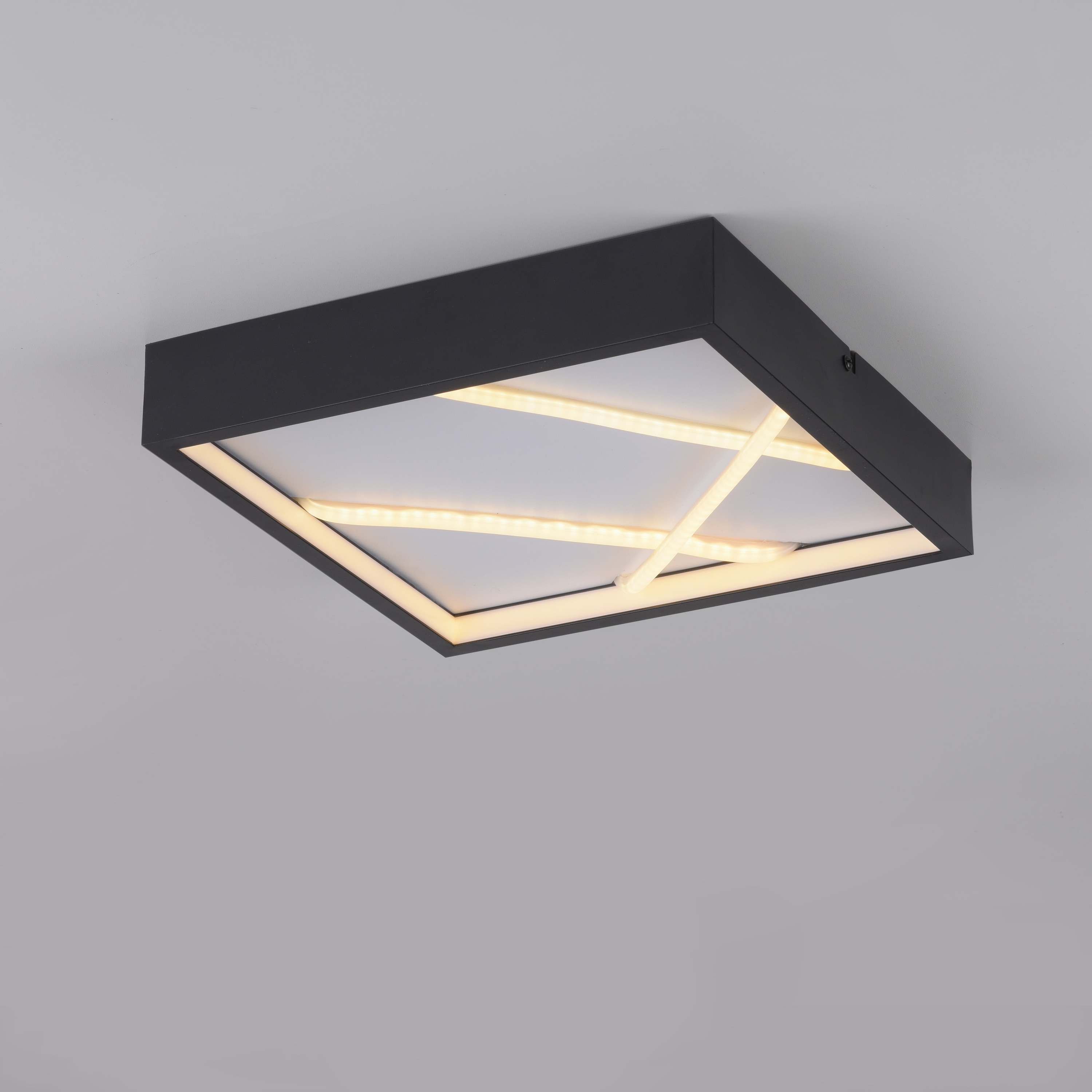 JUST LIGHT LED-Deckenleuchte 14092-18, 28W, 3000K, 3500lm, warmweiß, IP20, schwarz