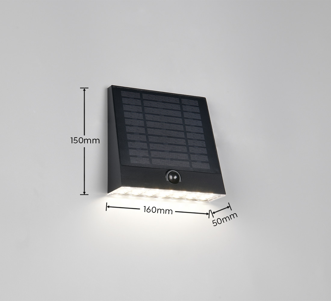 REALITY Solar LED-Wandleuchte ALVORADA, R23326102, 6 W, 600lm, 4000K, schwarz