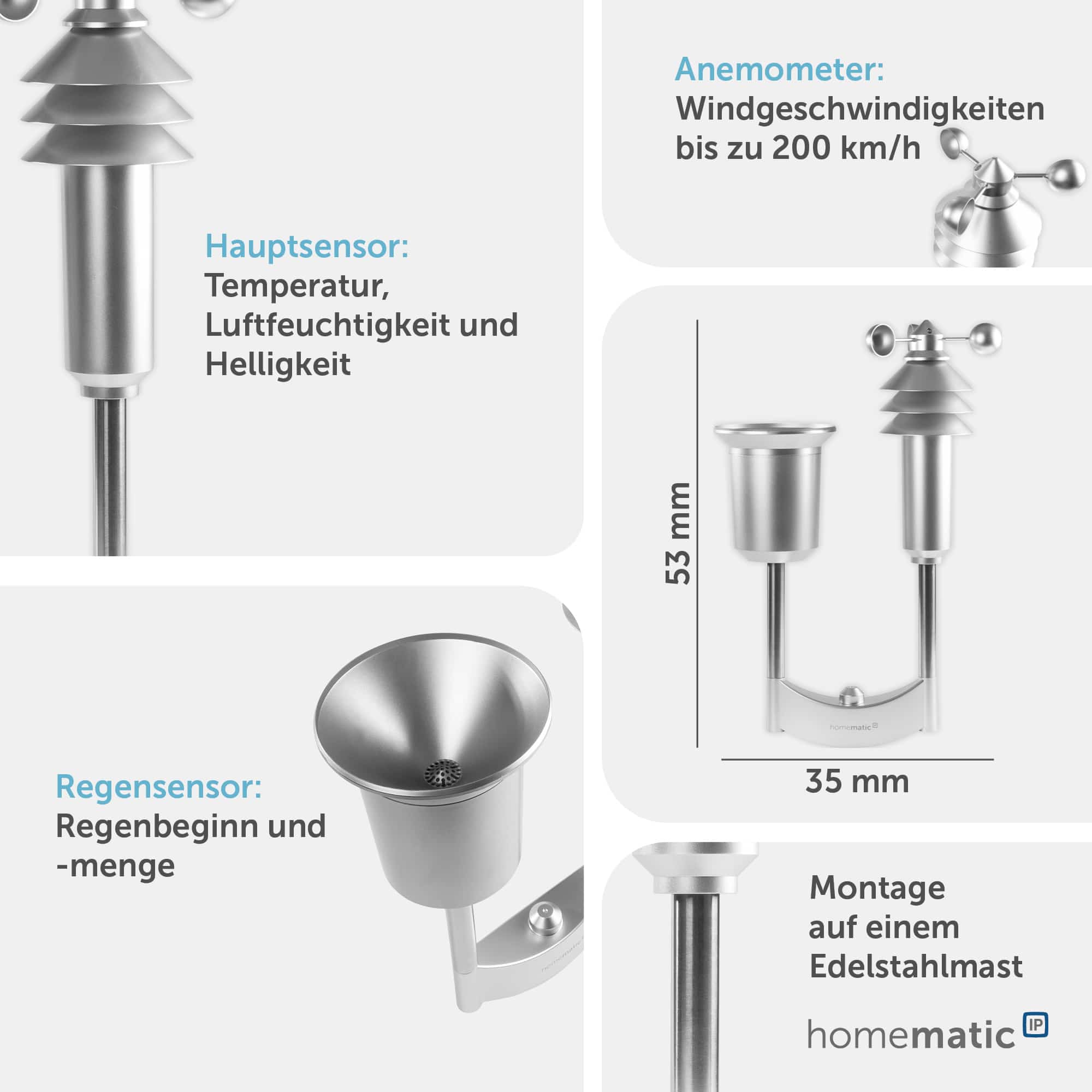 HOMEMATIC IP Smart Home 152057A0, Wettersensor Plus