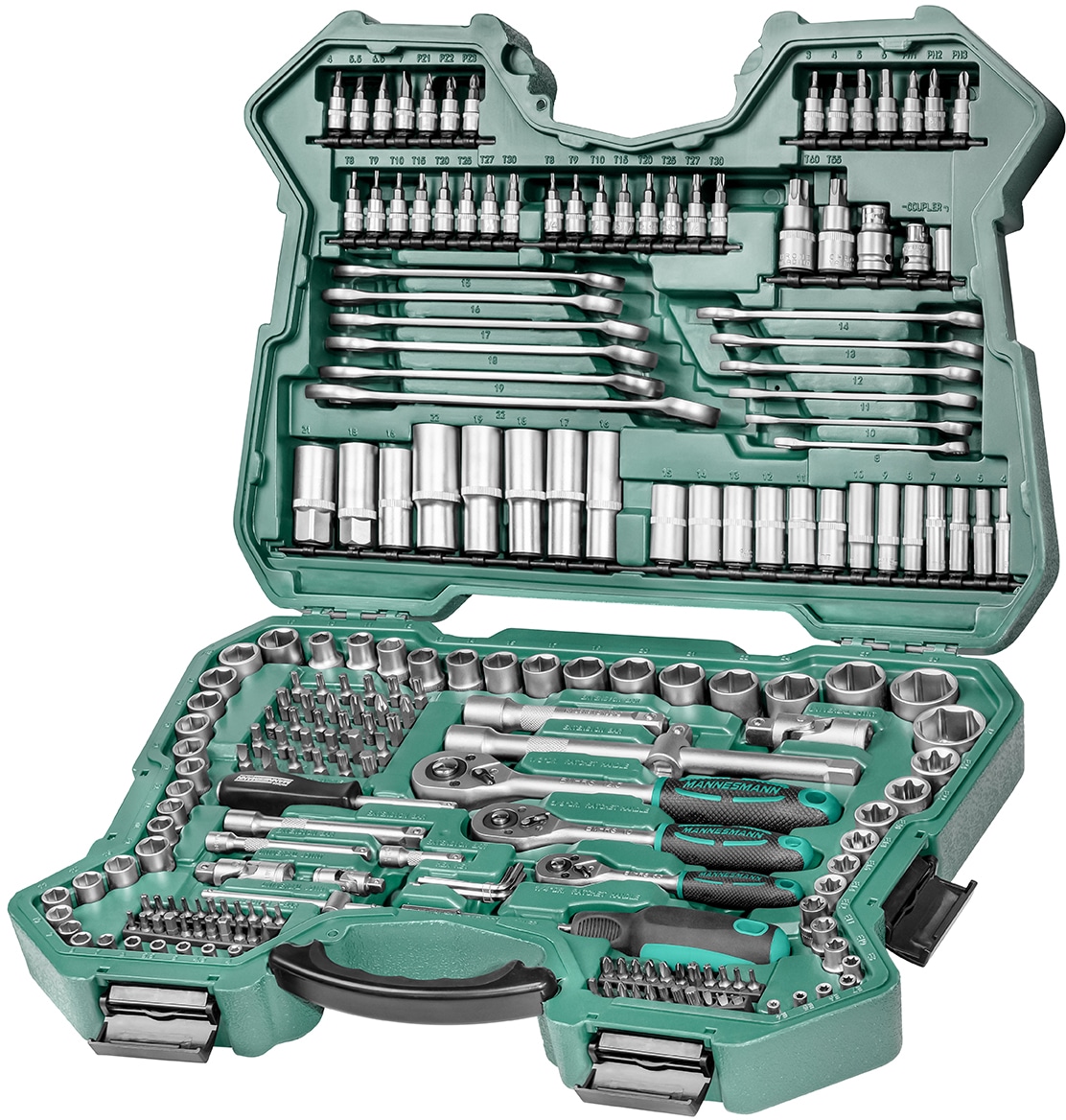 BRÜDER MANNESMANN Steckschlüssel-Satz, 215-tlg, 1/4"+3/8"+1/2"