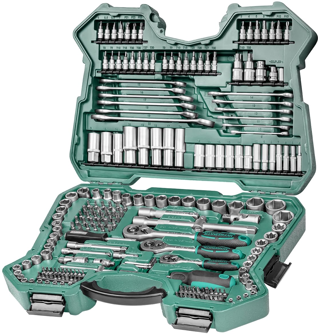 BRÜDER MANNESMANN Steckschlüssel-Satz, 215-tlg, 1/4"+3/8"+1/2"