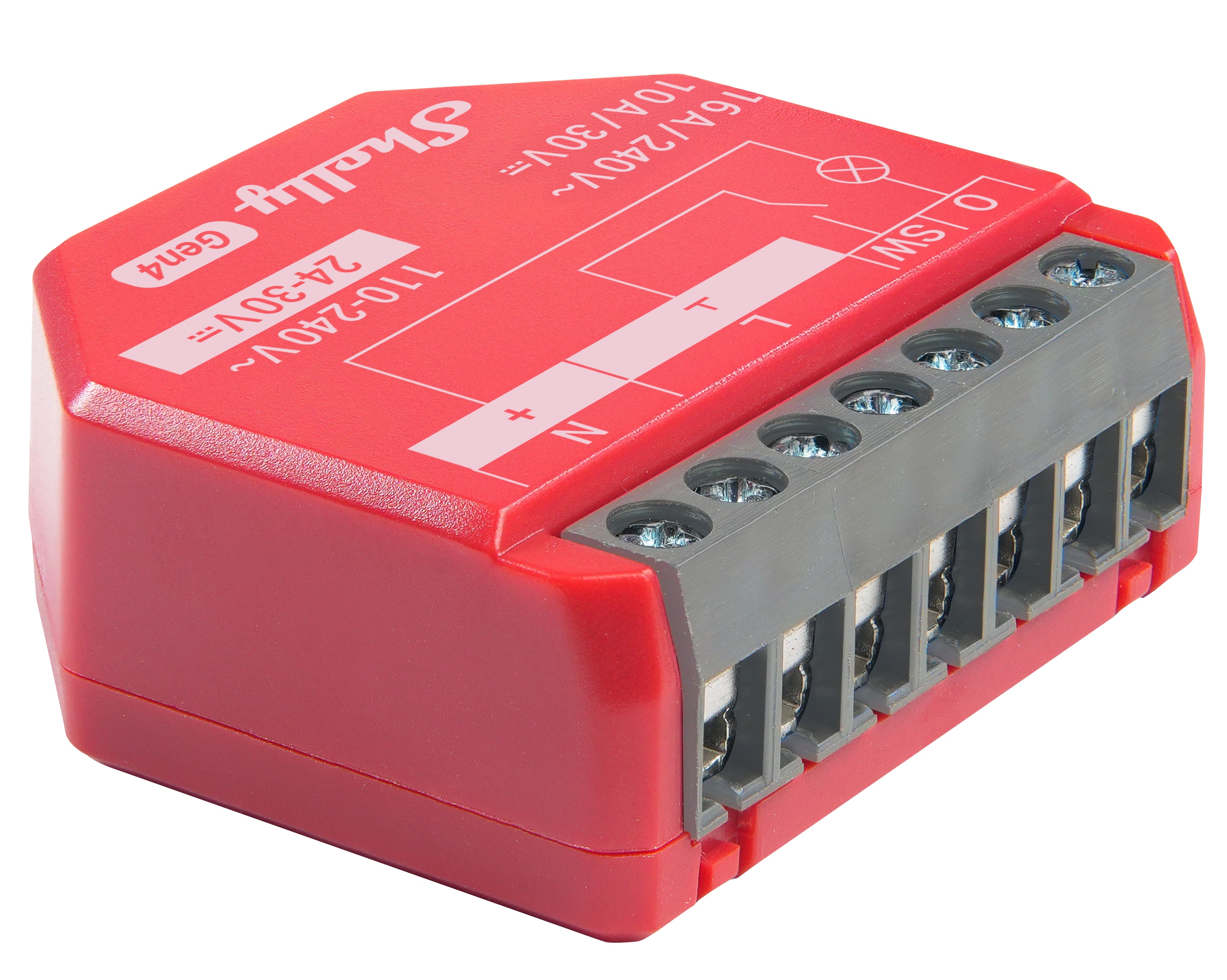 SHELLY Relais 1PM Gen4, 16 A, WLAN, Bluetooth, rot, 3 Stück