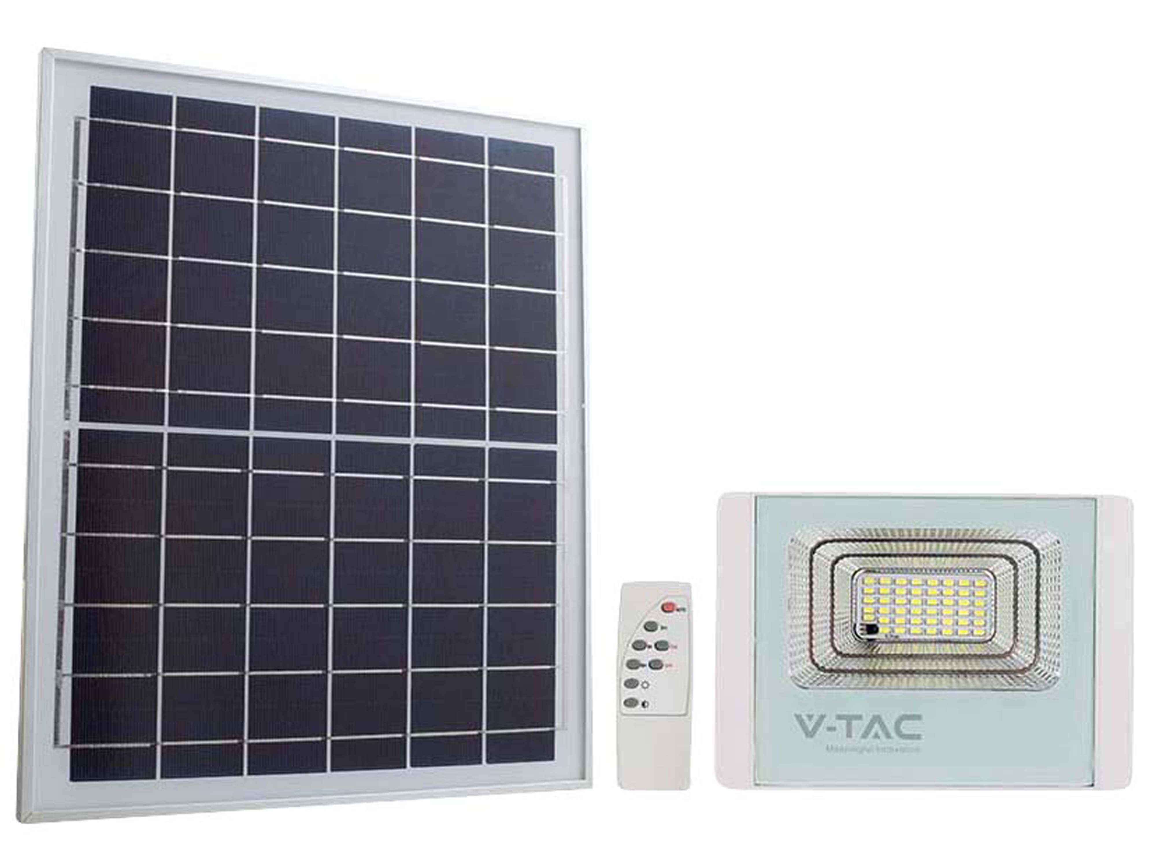 V-TAC Solar LED-Fluter VT-25W, 12 W, 6400 K, mit Panel + Fernbedienung V-TAC Solar LED-Fluter VT-25W, 12 W, 6400 K, mit Panel + Fernbedienung