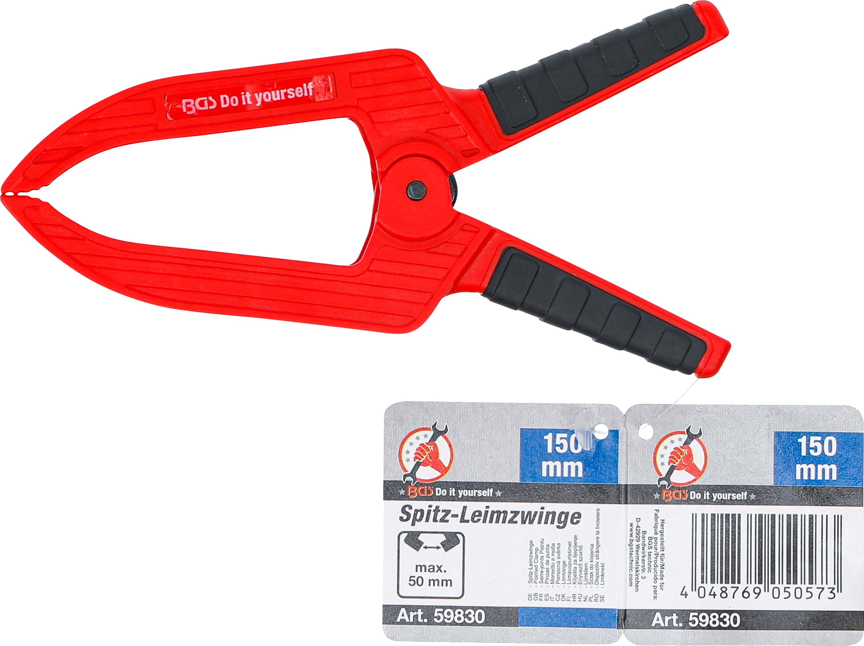 BGS TECHNIC Spitz-Leimzwinge 59830, 150 mm, rot/schwarz BGS TECHNIC Spitz-Leimzwinge 59830, 150 mm, rot/schwarz
