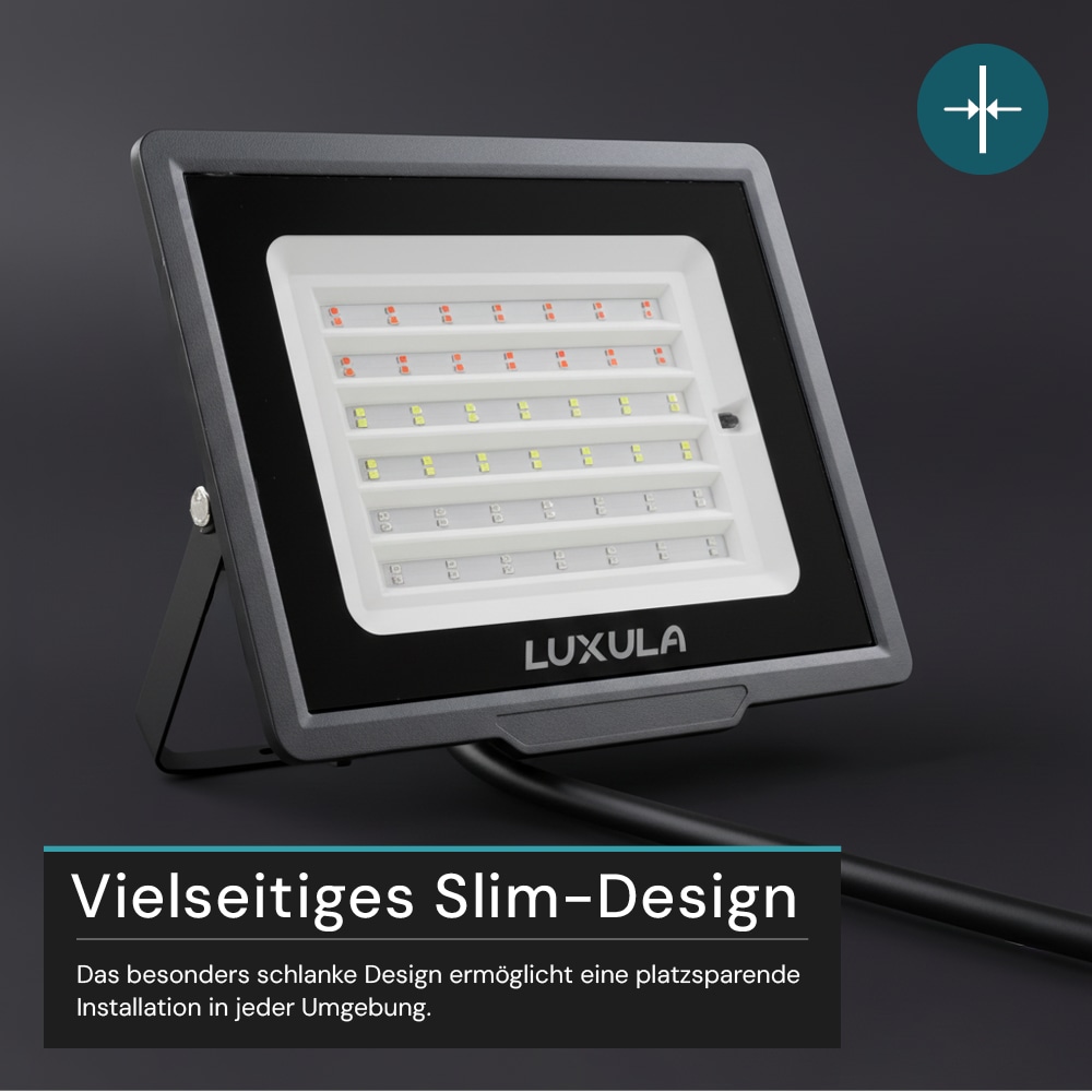 LUXULA RGB LED-Fluter LX400184, 100W, IP65, schwarz, mit Fernbedienung