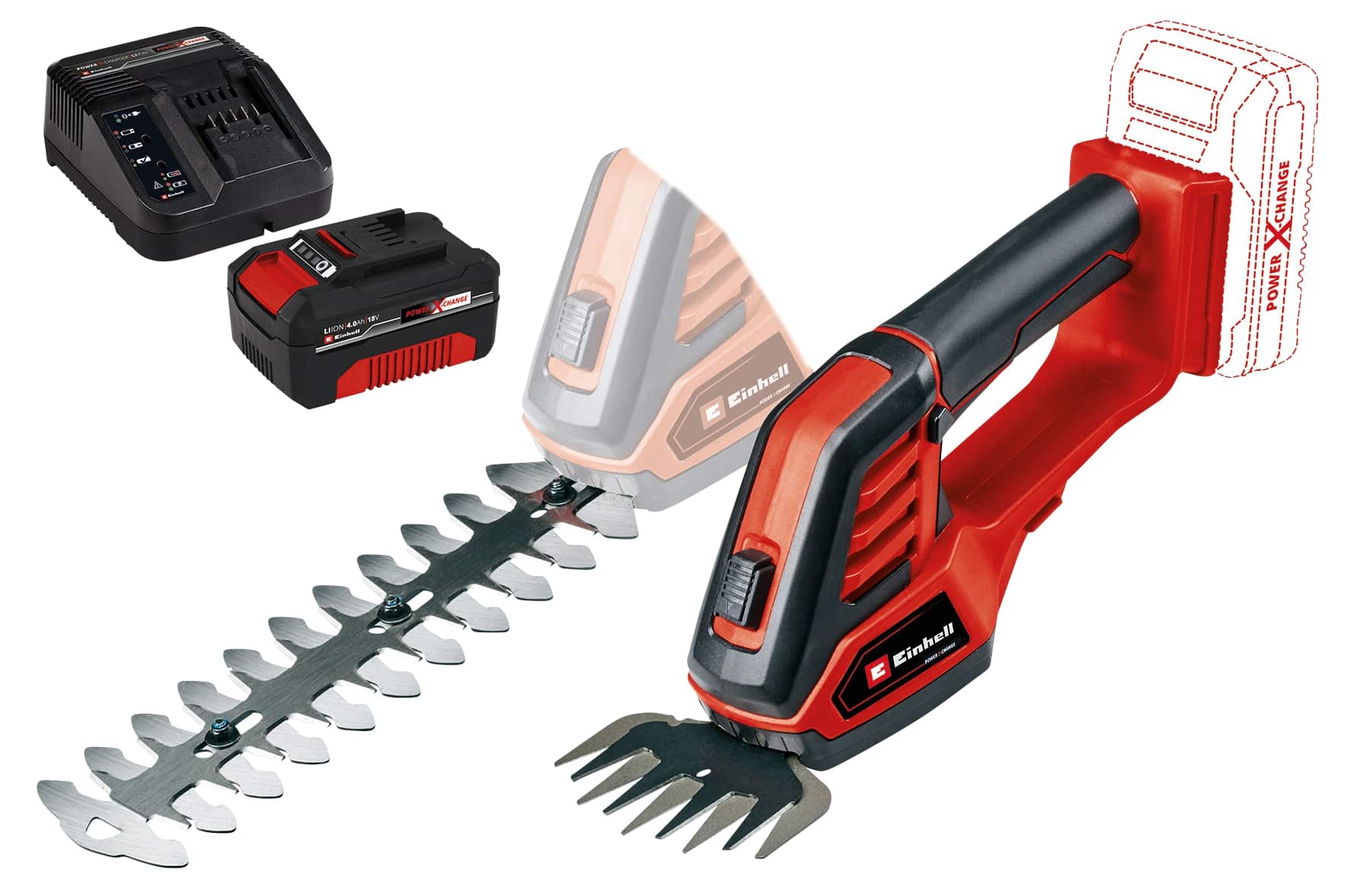 EINHELL Akku-Gras- und Strauchschere GE-CG 18/100 Li + Starterset