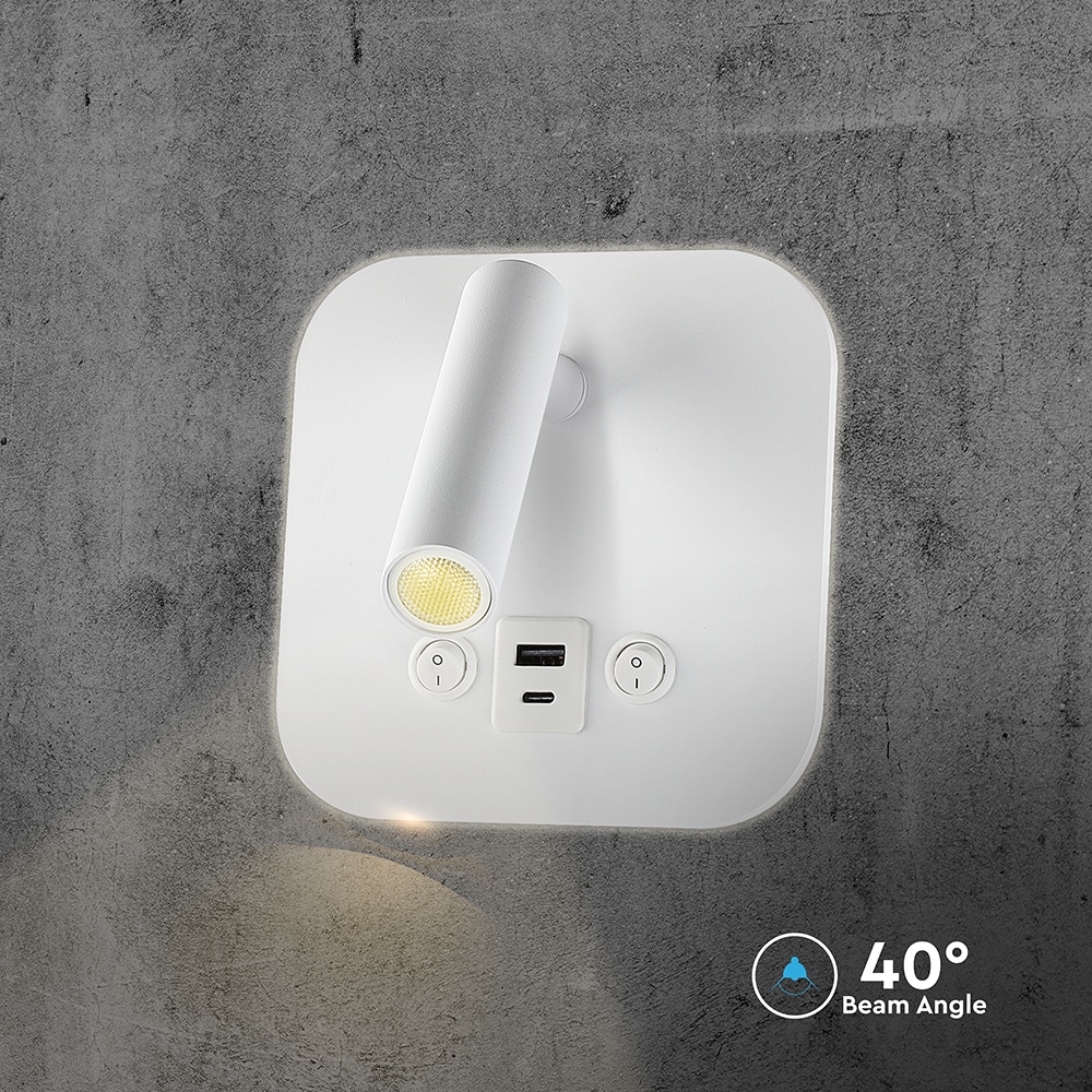V-TAC LED-Wandleuchte VT-80068, 8W, 3000K, EEK: F, CREE Chip, 830lm, IP20, weiß