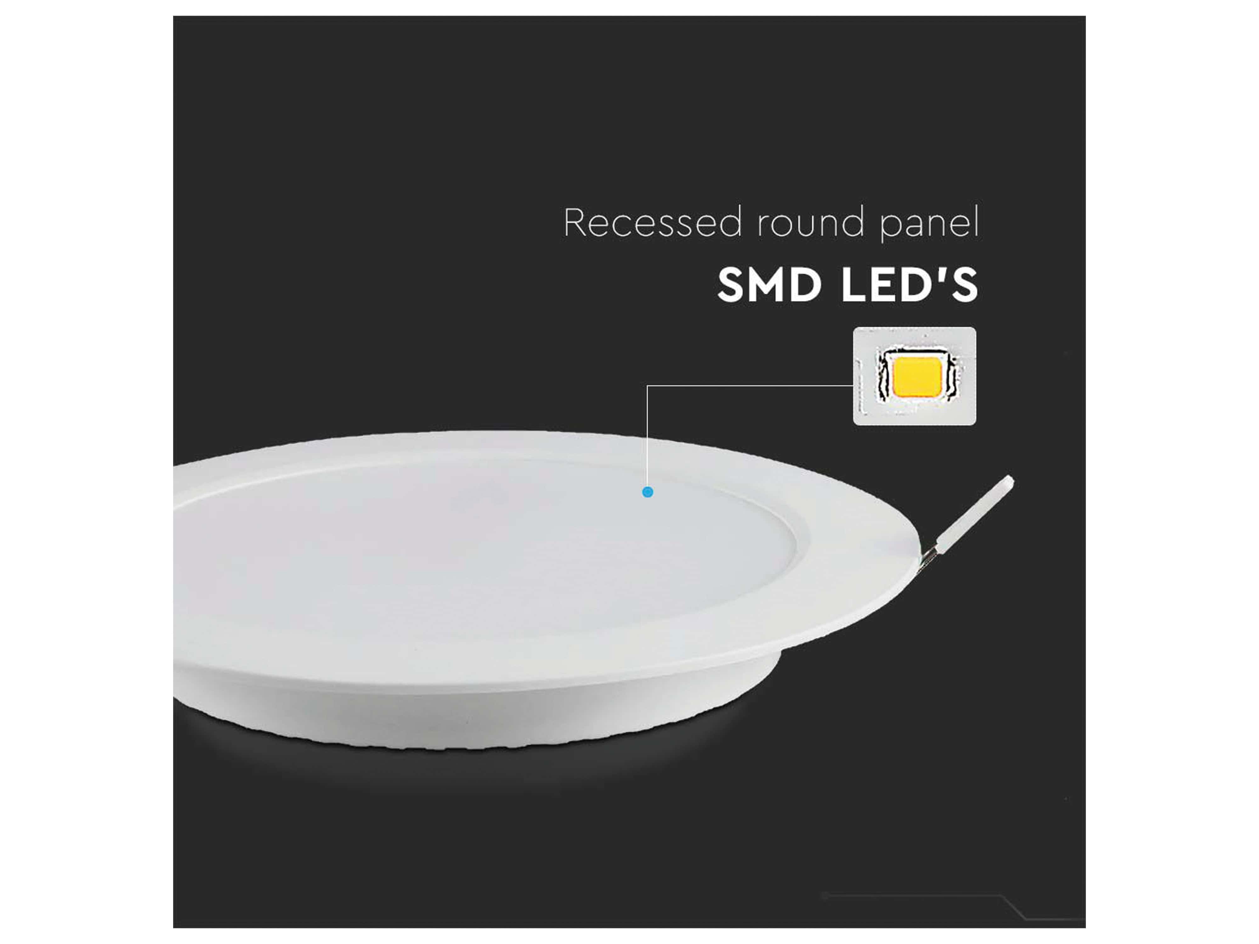 V-TAC LED-Einbauleuchte VT-61012, EEK: F, 12 W, 1200 lm, 4000 K