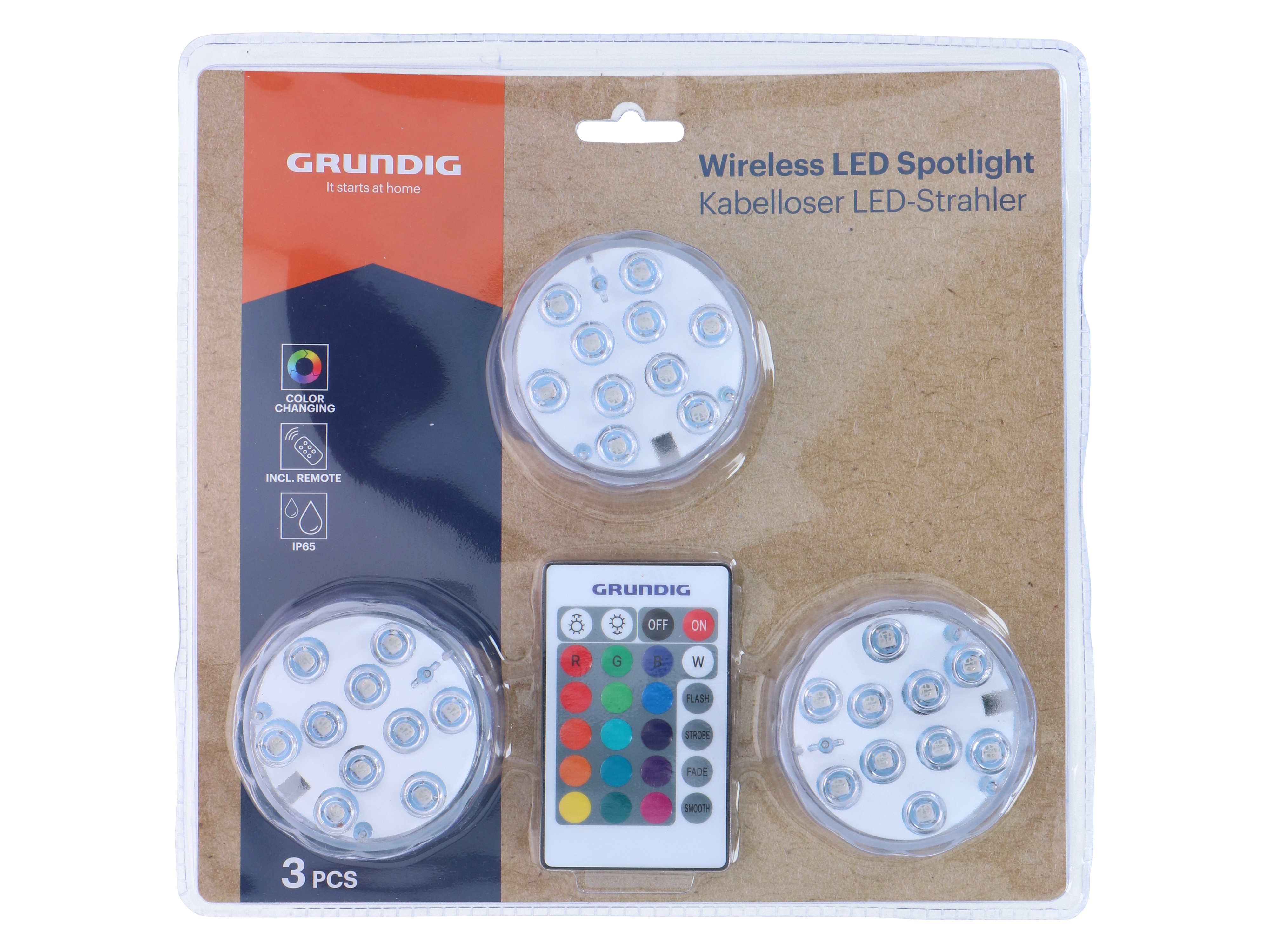 GRUNDIG, LED-Leuchten, 34741, 3er-Set, mit FB, weiß
