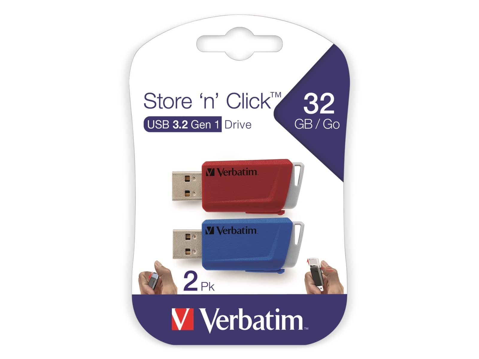VERBATIM USB-Stick Click, 32 GB, 2er Pack