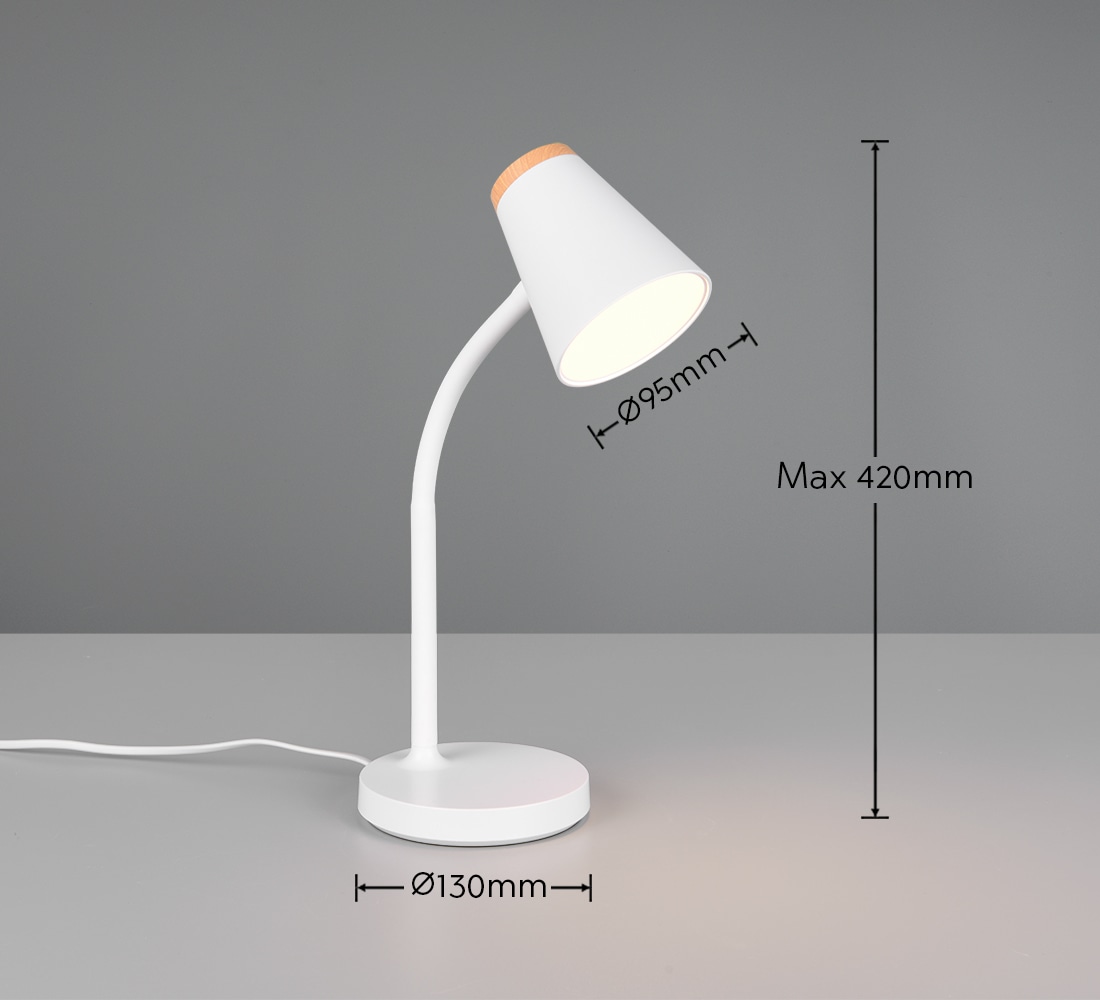 REALITY LED-Tischleuchte PONGO, R55831101, 4,5W, 500lm, 3000K, weiß