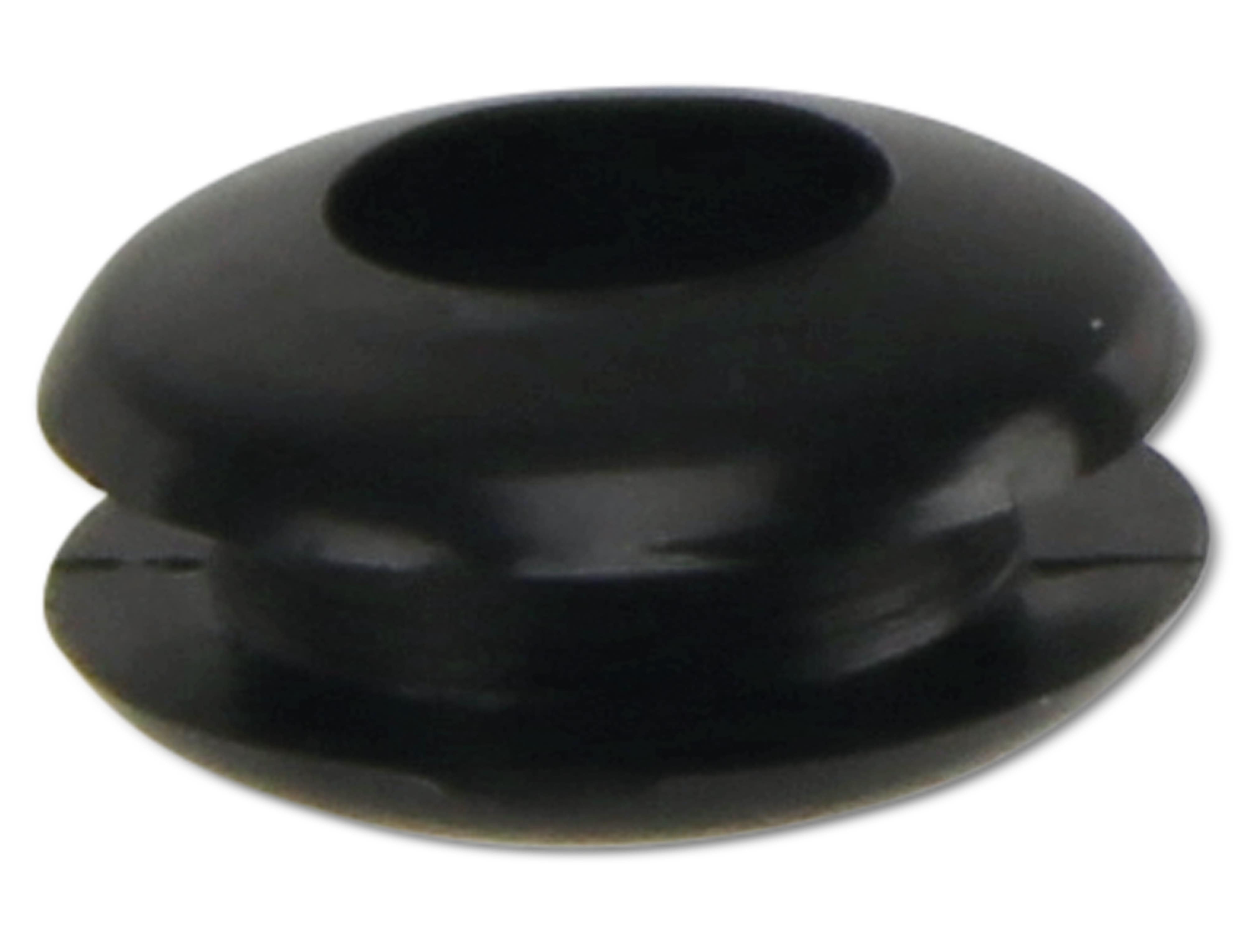KSS Kabeldurchführungstülle PVC, schwarz, Plattenstärke 1,7, Loch-Ø 5, offen, 1 Stück