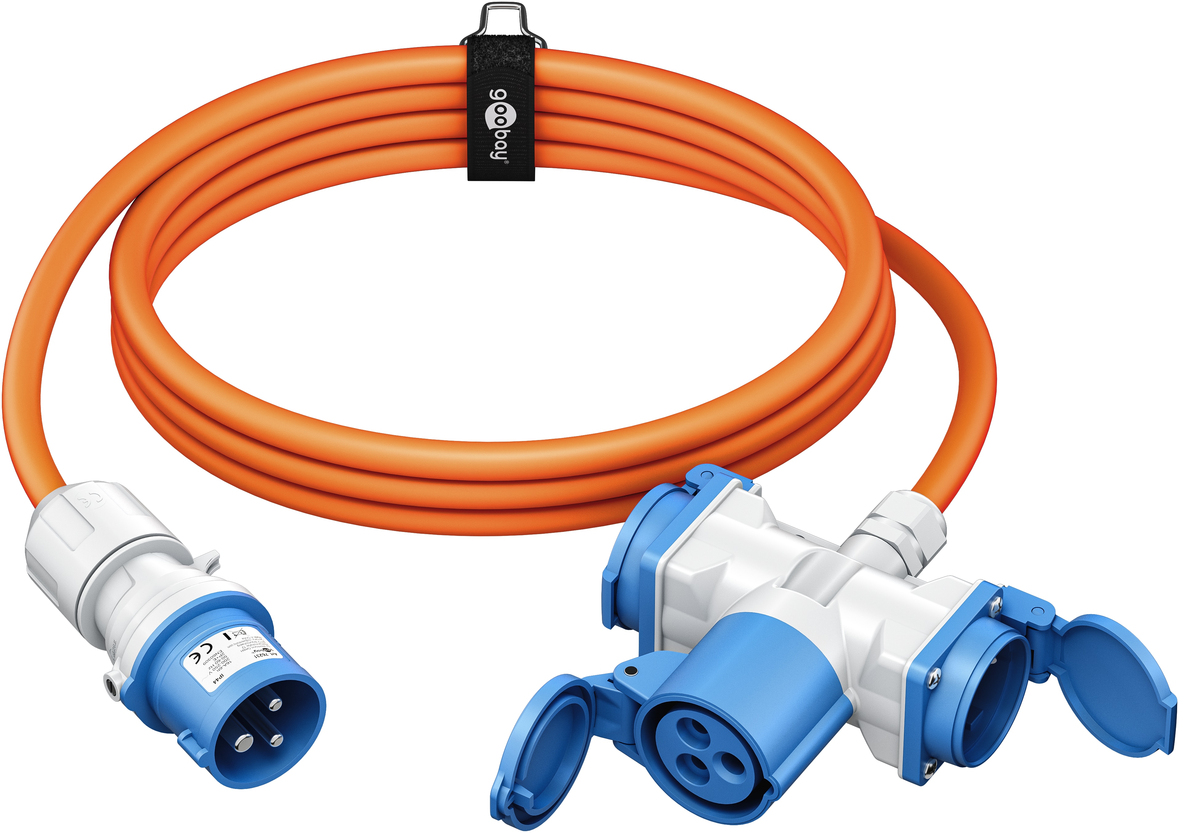 GOOBAY CEE-Adapterkabel 76265, 5 m, Stecker zu Kupplung + 2x Schutzkontaktkupplung GOOBAY CEE-Adapterkabel 76265, 5 m, Stecker zu Kupplung + 2x Schutzkontaktkupplung