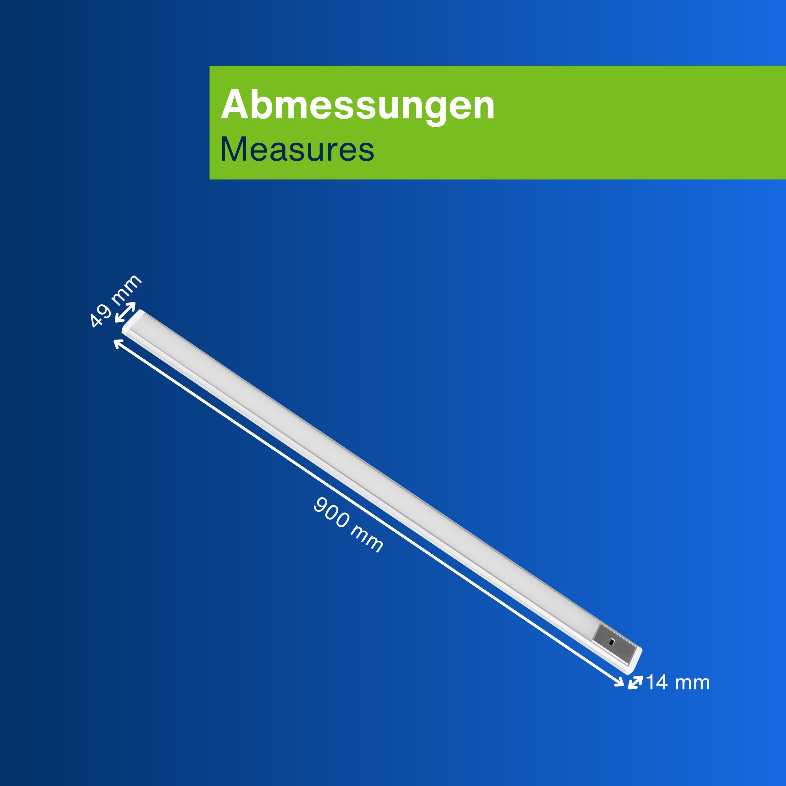 REV LED-Unterbauleuchte Alu, 10W, 3000K, 850lm, warmweiß, IP20, 90 cm