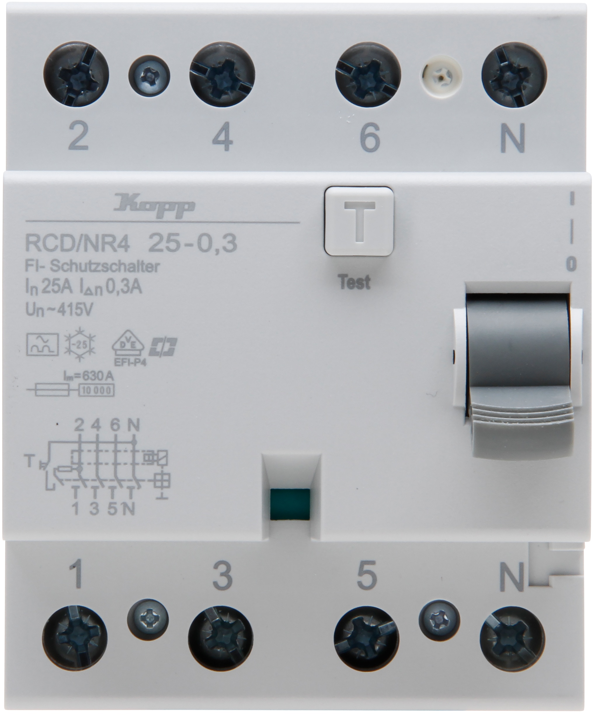 KOPP Fehlerstromschutzschalter, 24A, 4-polig, Typ A, 300 mA