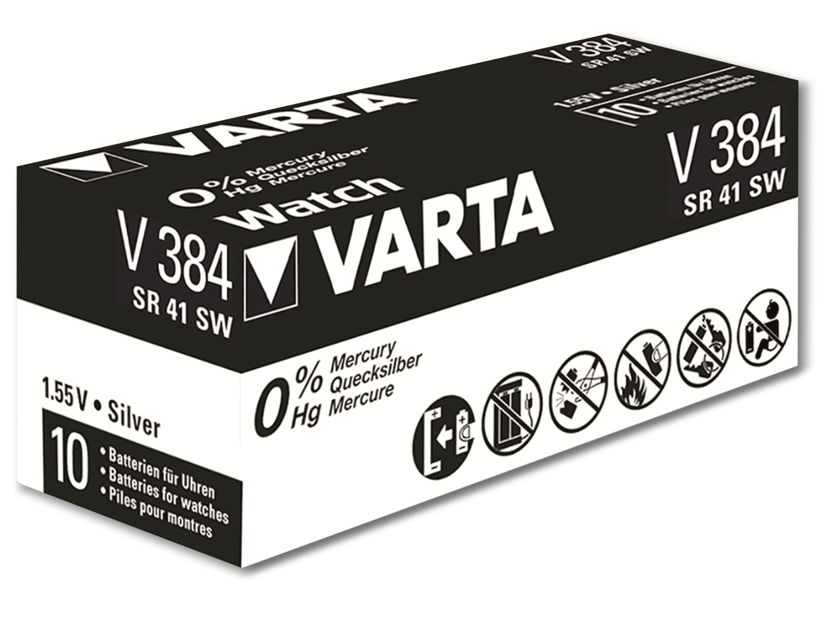 VARTA Knopfzelle Silver Oxide, 384 SR41,  1.55V, 10 Stück