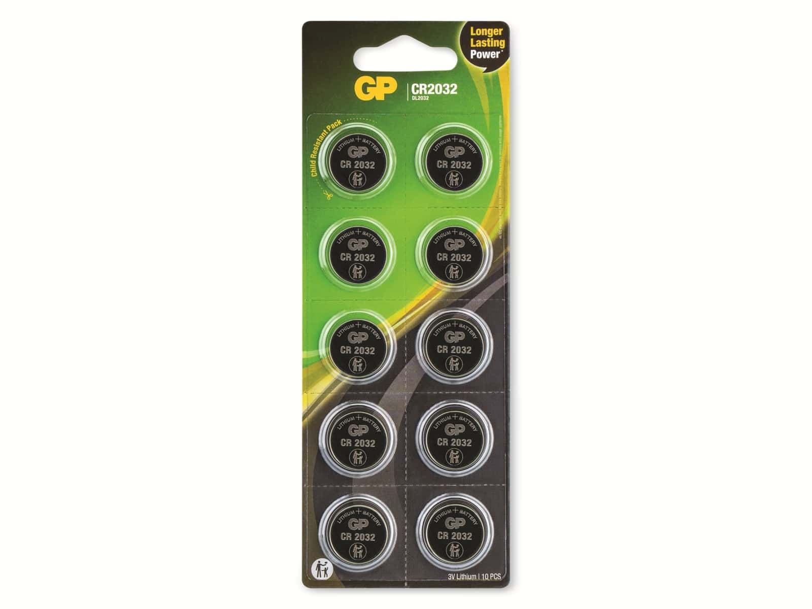 GP Lithium-Knopfzelle CR2032, 3V, 10 Stück GP Lithium-Knopfzelle CR2032, 3V, 10 Stück