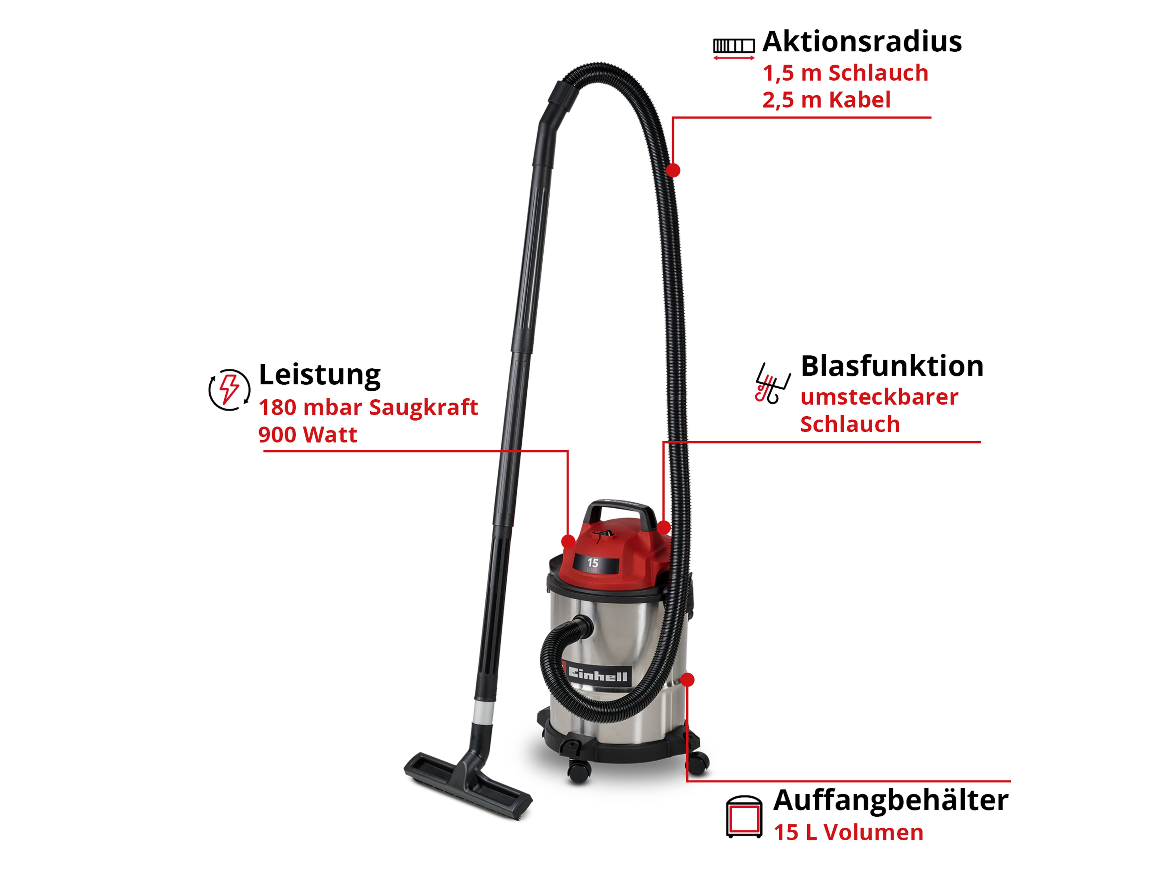 EINHELL Nass-Trockensauger TC-VC 1540 S, 2347405