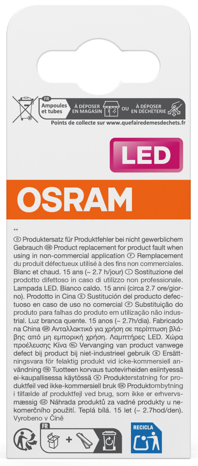 OSRAM LED-Lampe Retrofit, 3,4 W, E14, 2700 K, EEK: D, 470 lm, IP20, warmweiß