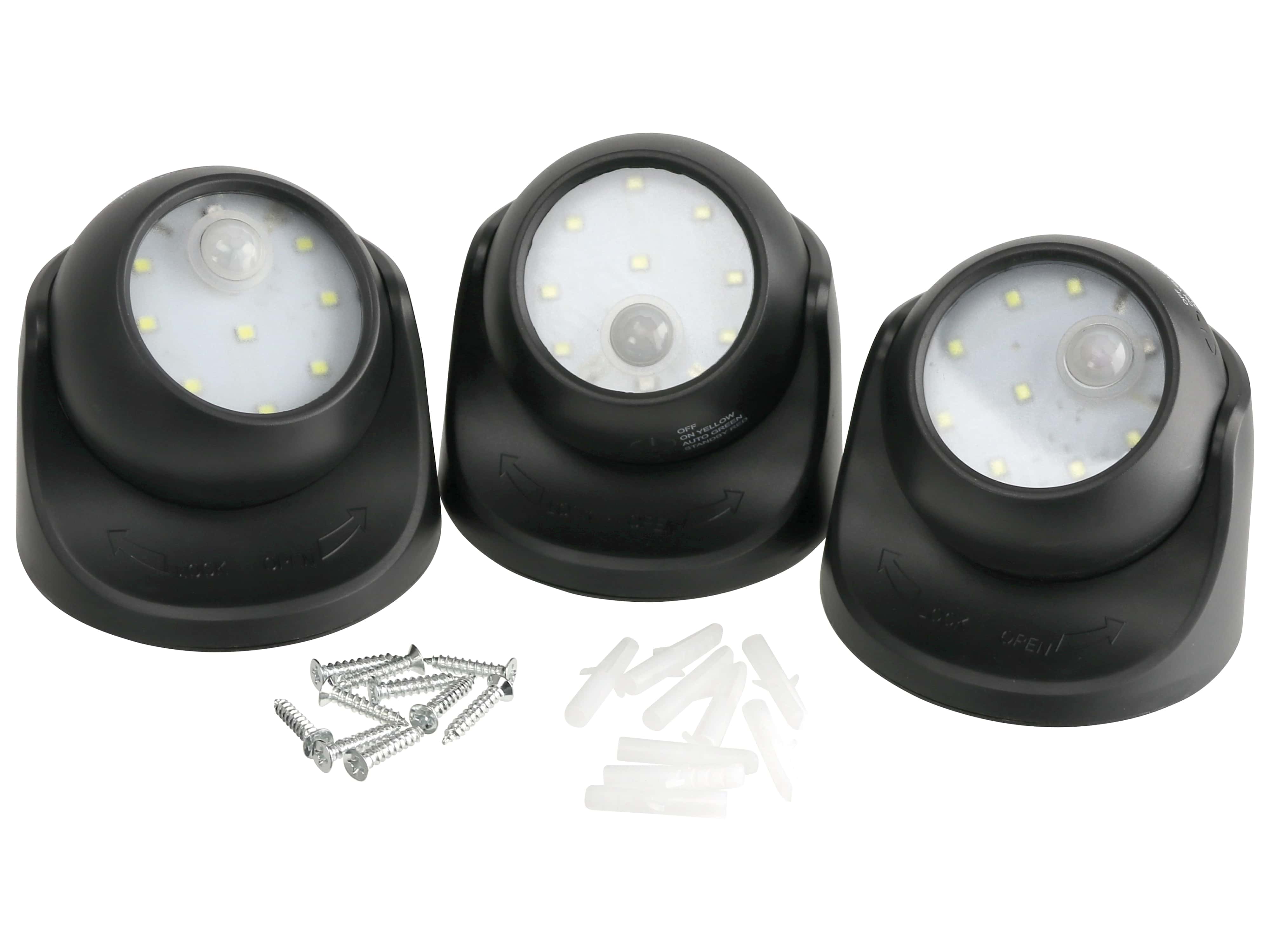 LED-Leuchten-Set, schwarz, 3 Stück