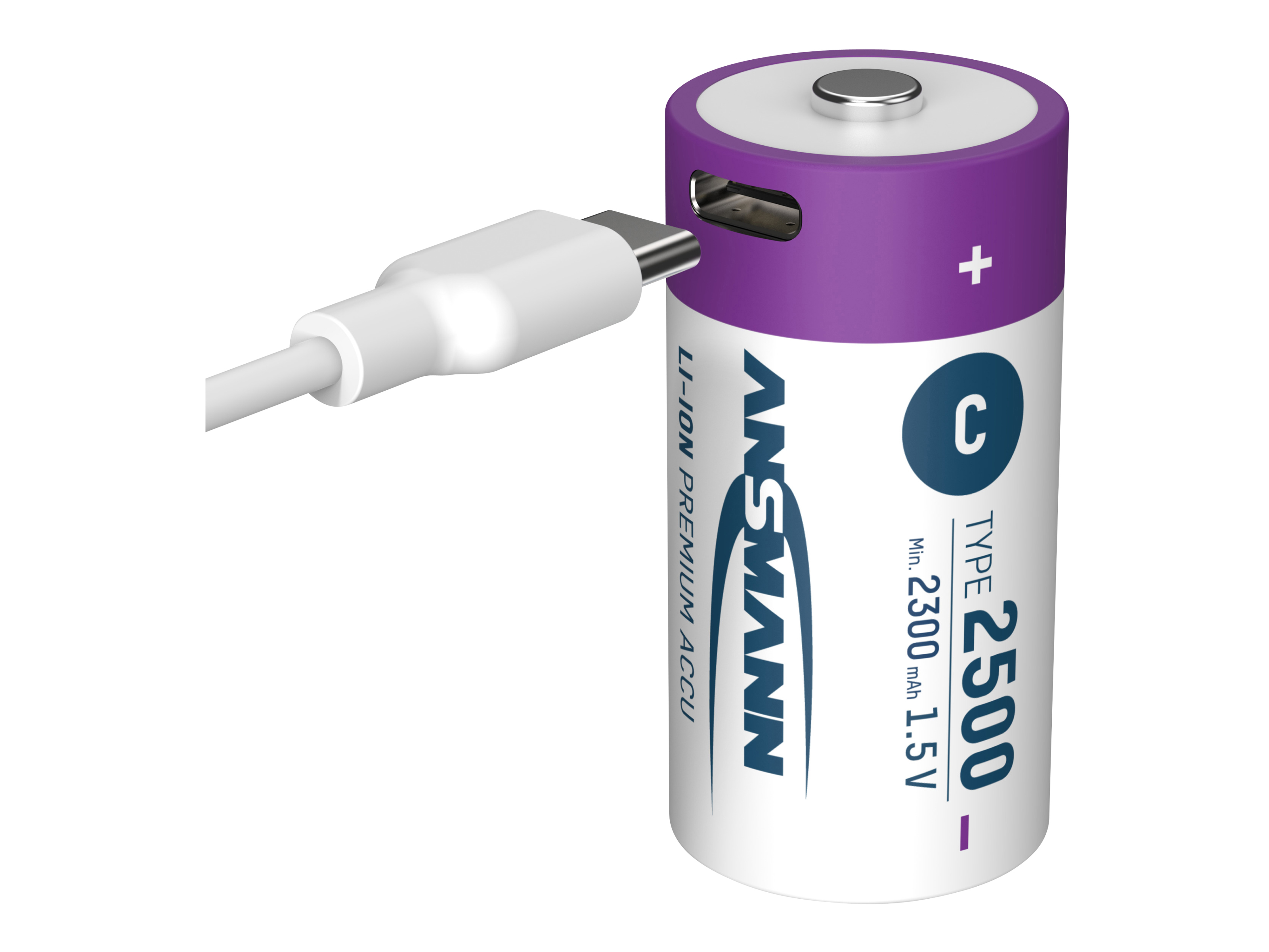 ANSMANN Li-Ion Baby-C-Akku, Typ 2500 (min. 2300mAh), 2 Stück