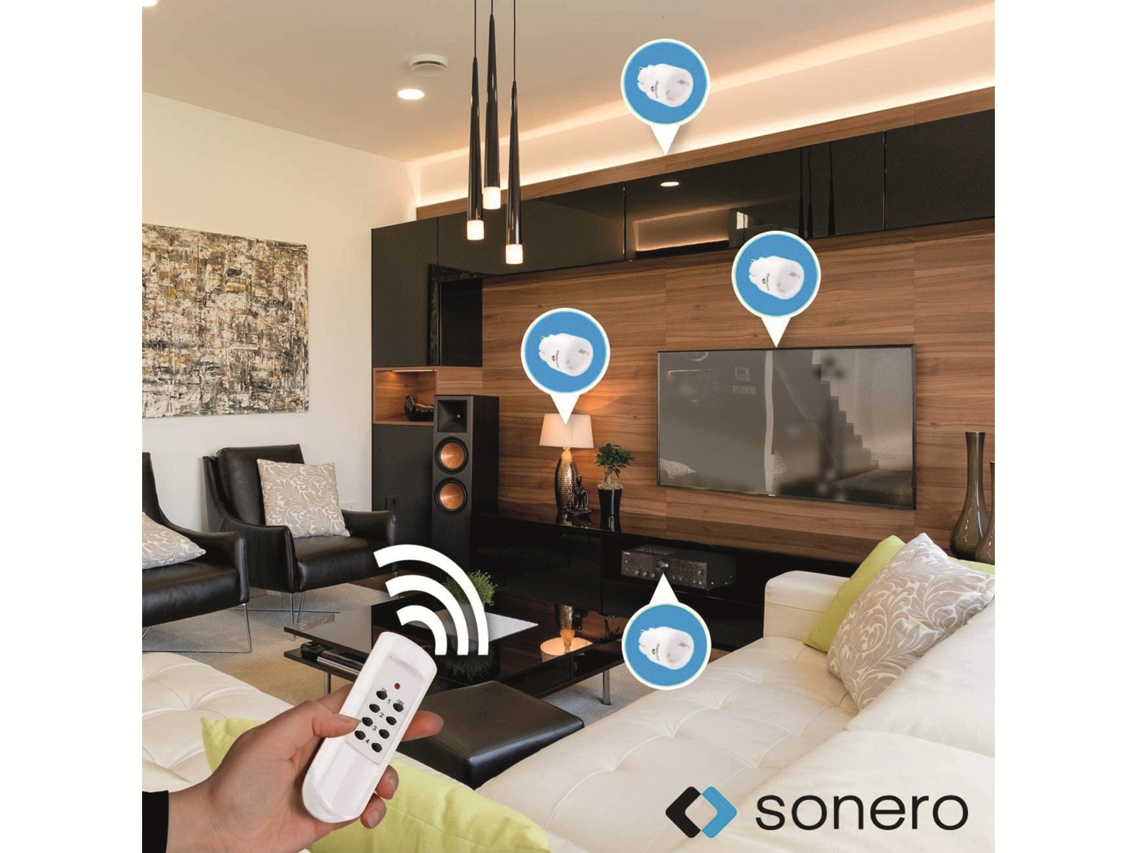 SONERO Funksteckdosen-Set weiß, 1x Sender, 3x Empfänger SONERO Funksteckdosen-Set weiß, 1x Sender, 3x Empfänger