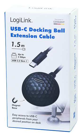 LOGILINK USB-C Kabel CU0099 USB-C/M zu USB-C/F Docking-Ball 1,5m