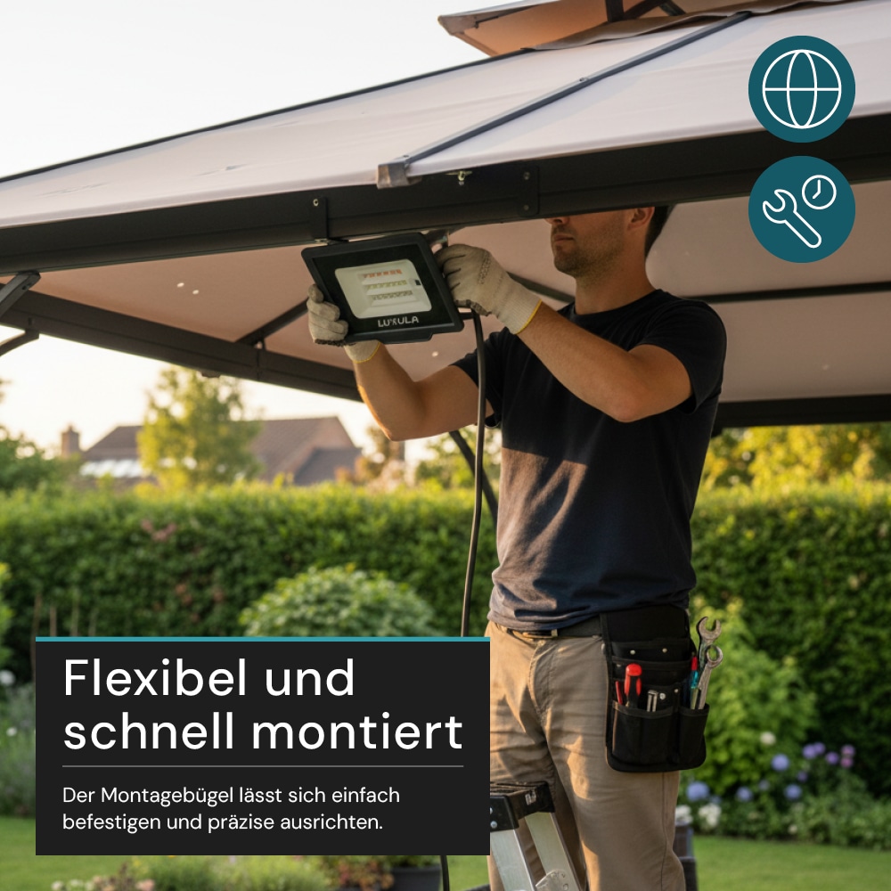 LUXULA RGB LED-Fluter LX400181, 20W, IP65, schwarz, mit Fernbedienung