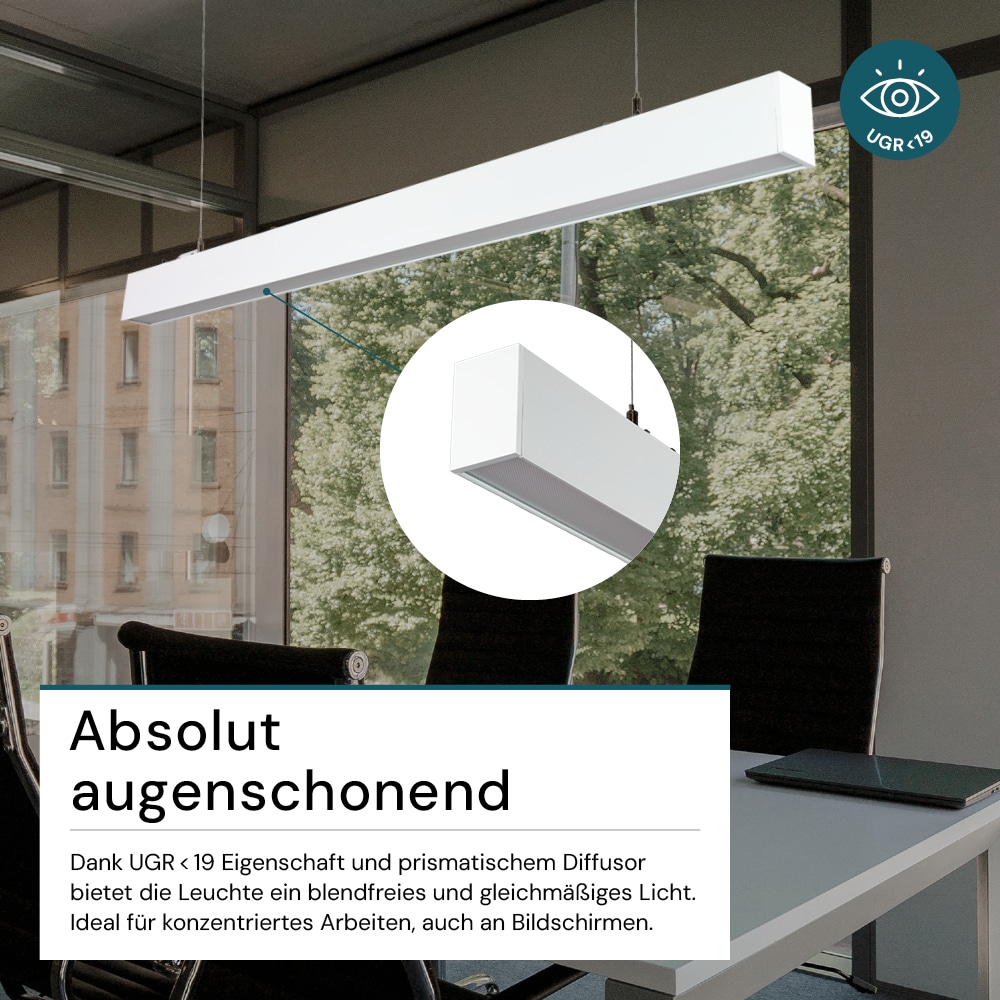 LUXULA LED-Büro-/Tresenleuchte, 30W, 3000/4000/6500K, EEK: E, 3600lm, IP20, weiß