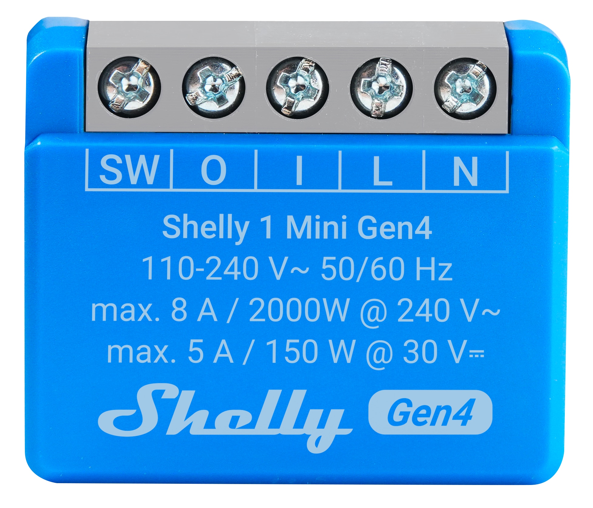 SHELLY Relais 1 Mini Gen4, 8 A, WLAN, Bluetooth, blau